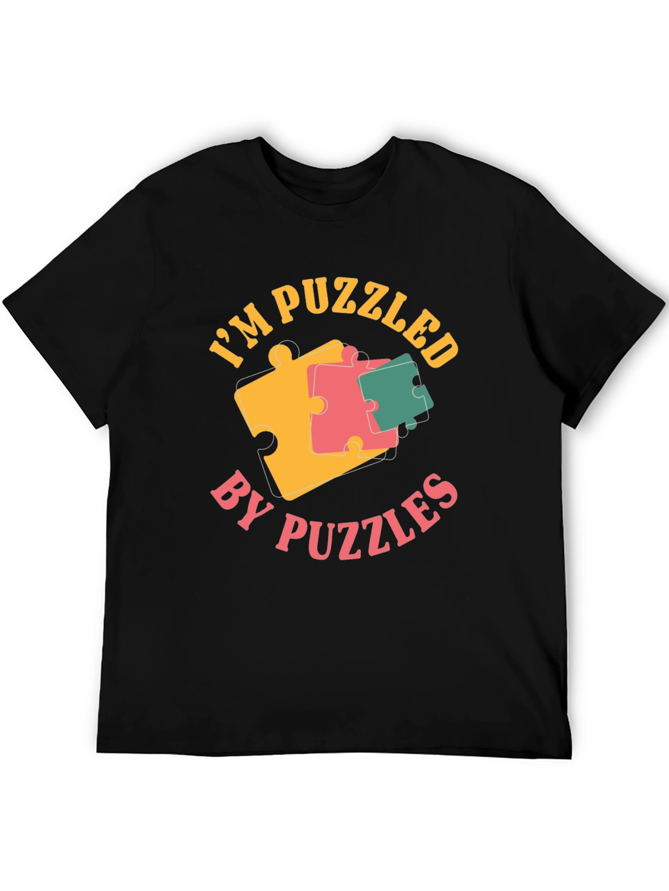 Black Puzzled by Puzzles Black Graphic Tee Shirt view 5