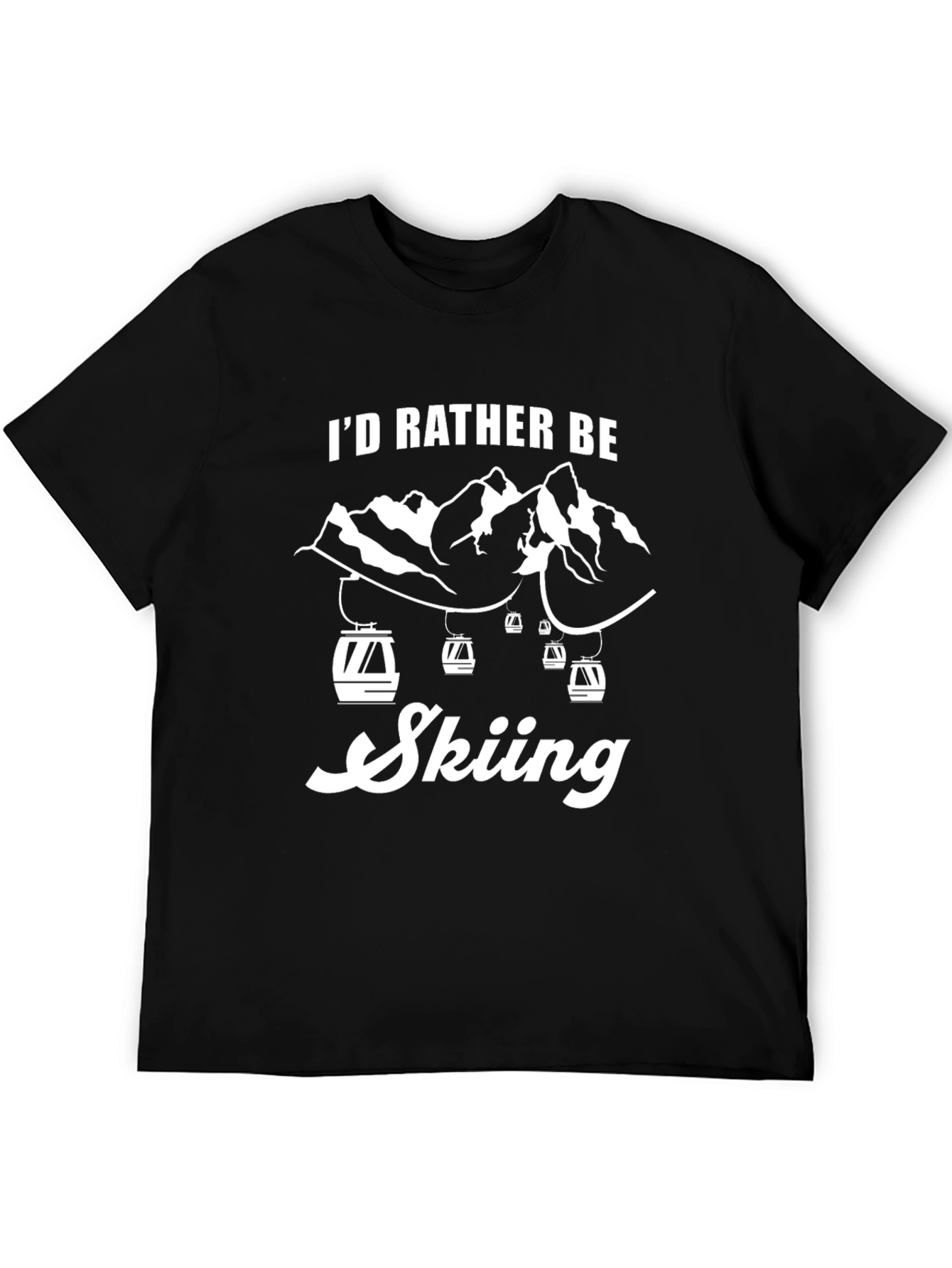 Black I'd Rather Be Skiing Black T-Shirt view 5