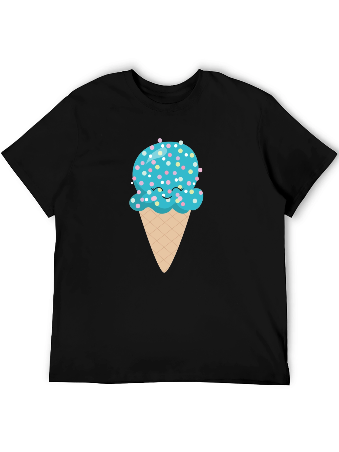 Black Cute Ice Cream Cone Graphic Tee - Black T-Shirt view 5