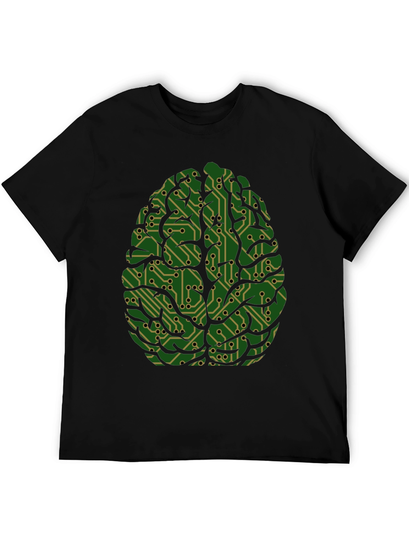 Black Circuit Brain Graphic Tee - Mens Cool Science T-Shirt view 5