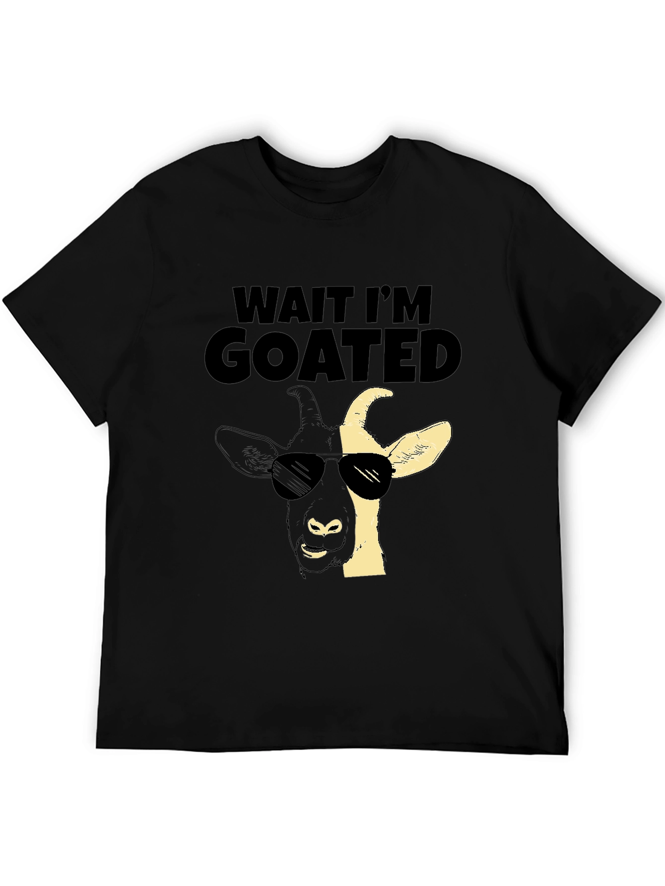 Black Wait I'm GOATED T-Shirt - Cool Goat Design view 5