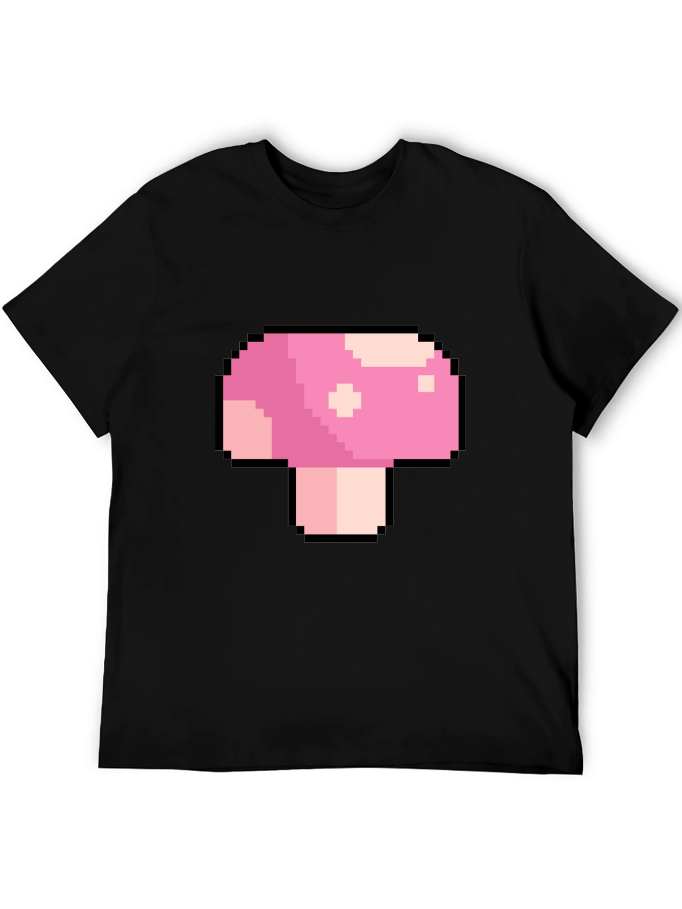 Black Pixel Mushroom Graphic T-Shirt - Retro Gaming Tee view 5