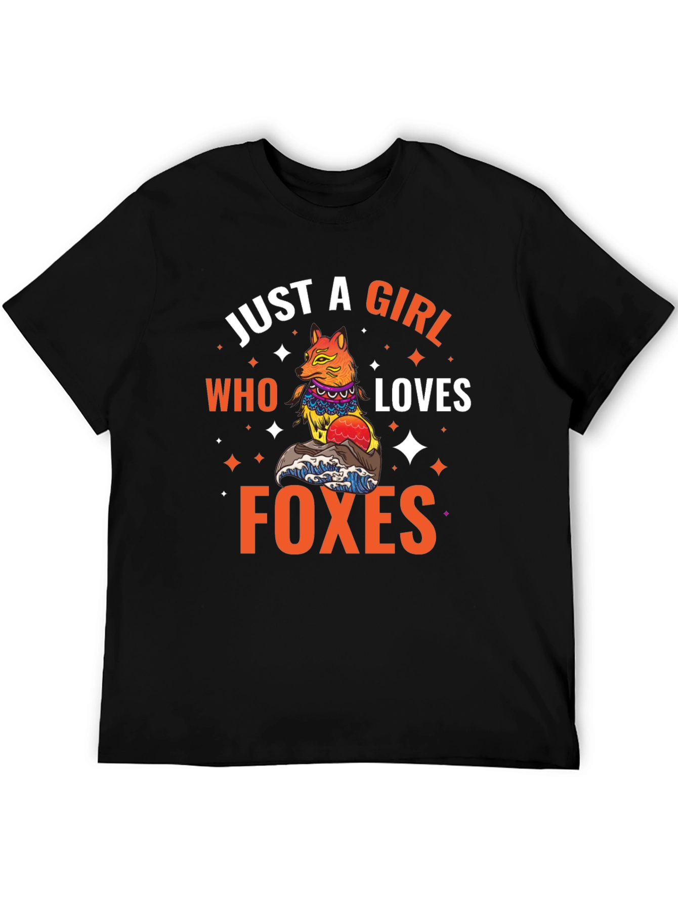 Black Just A Girl Who Loves Foxes Graphic T-Shirt view 5