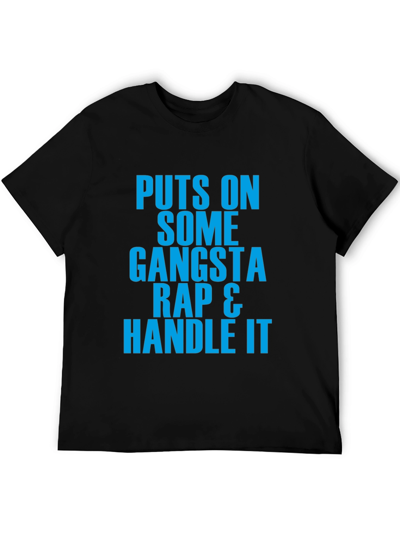 Black Gangsta Rap Graphic Tee - Handle It Black T-Shirt view 5