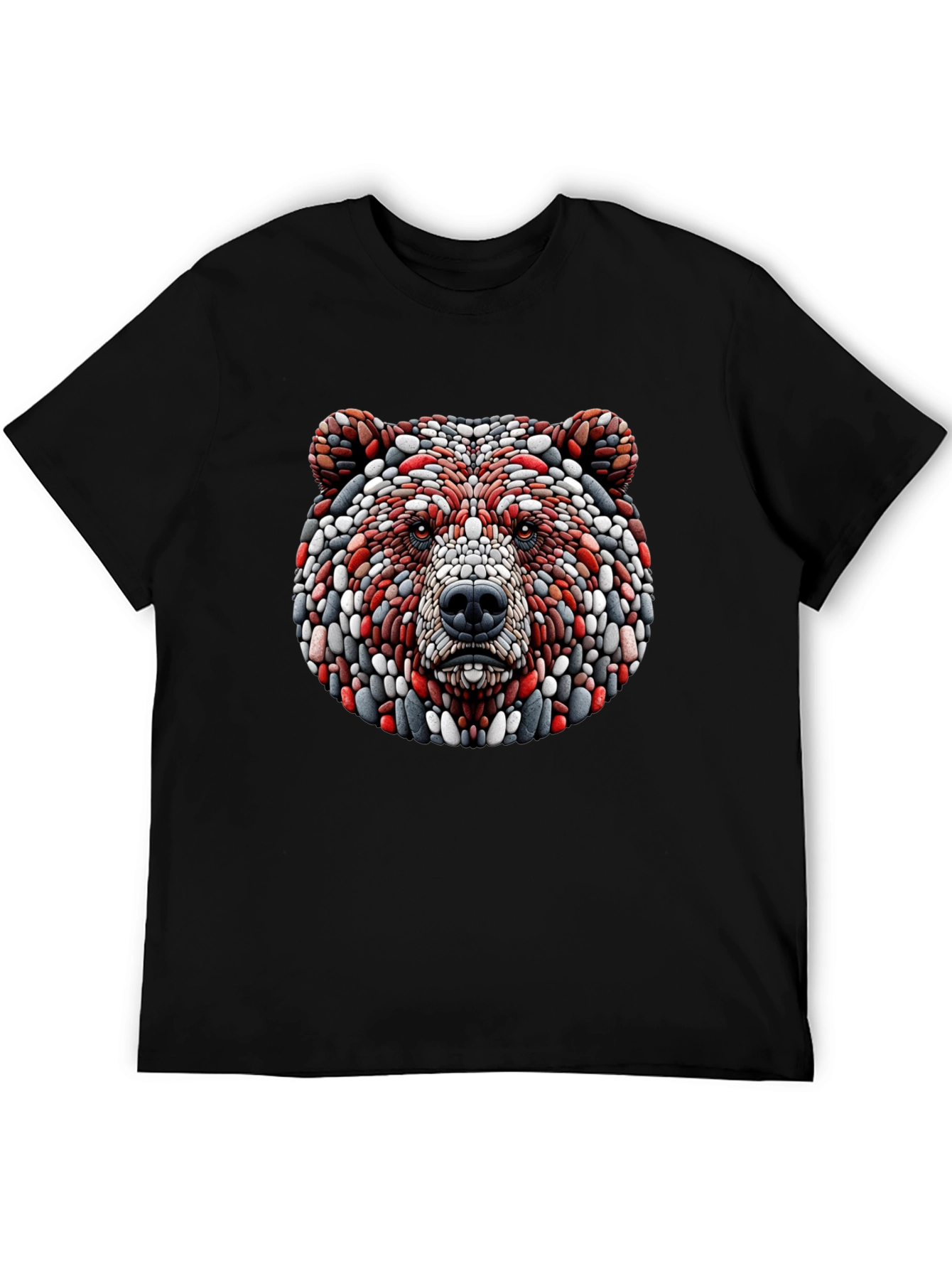 Black Unique Bear Head Graphic Black T-Shirt view 5