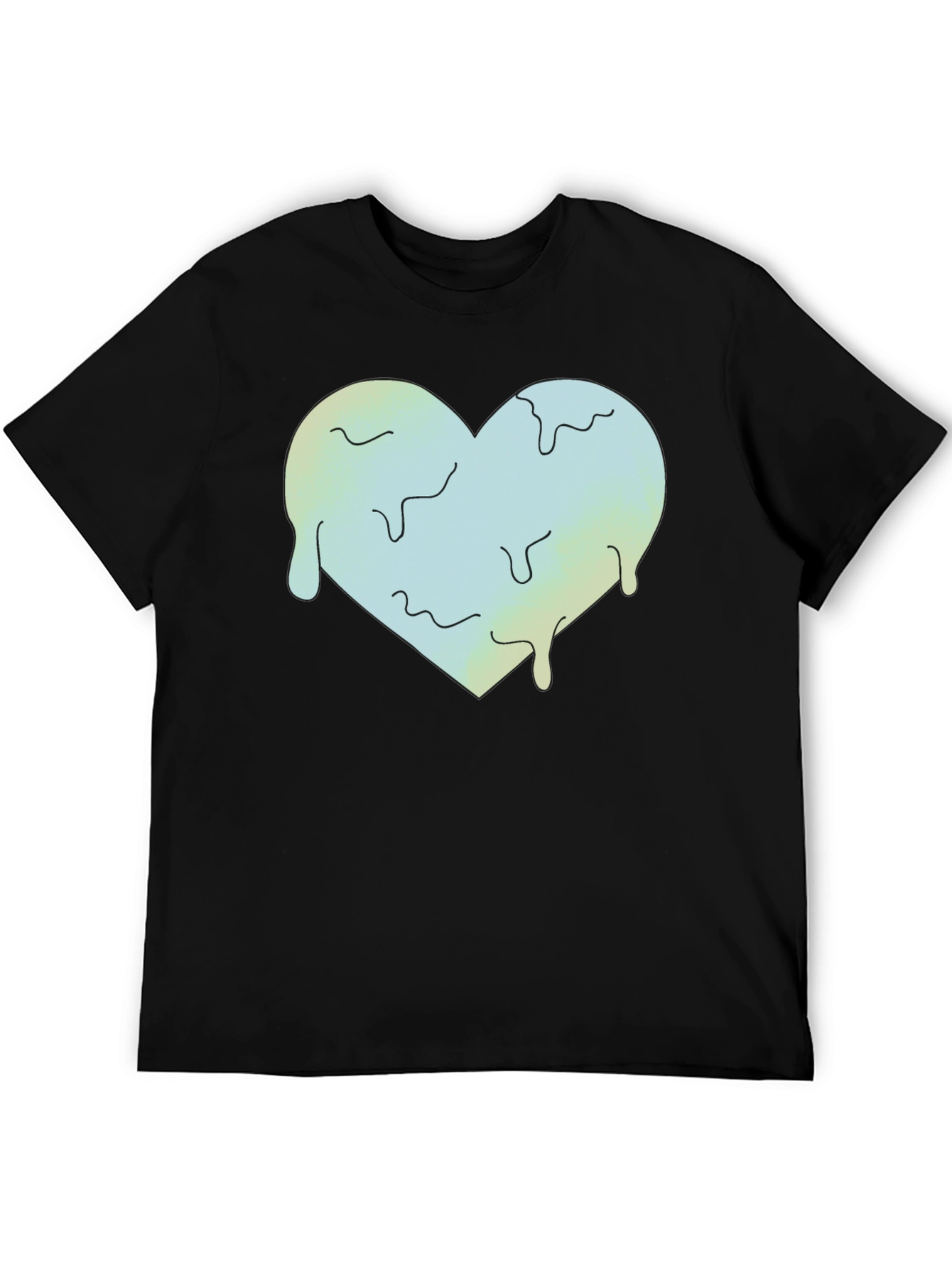 Black Melting Heart Graphic Tee - Black Crew Neck view 5
