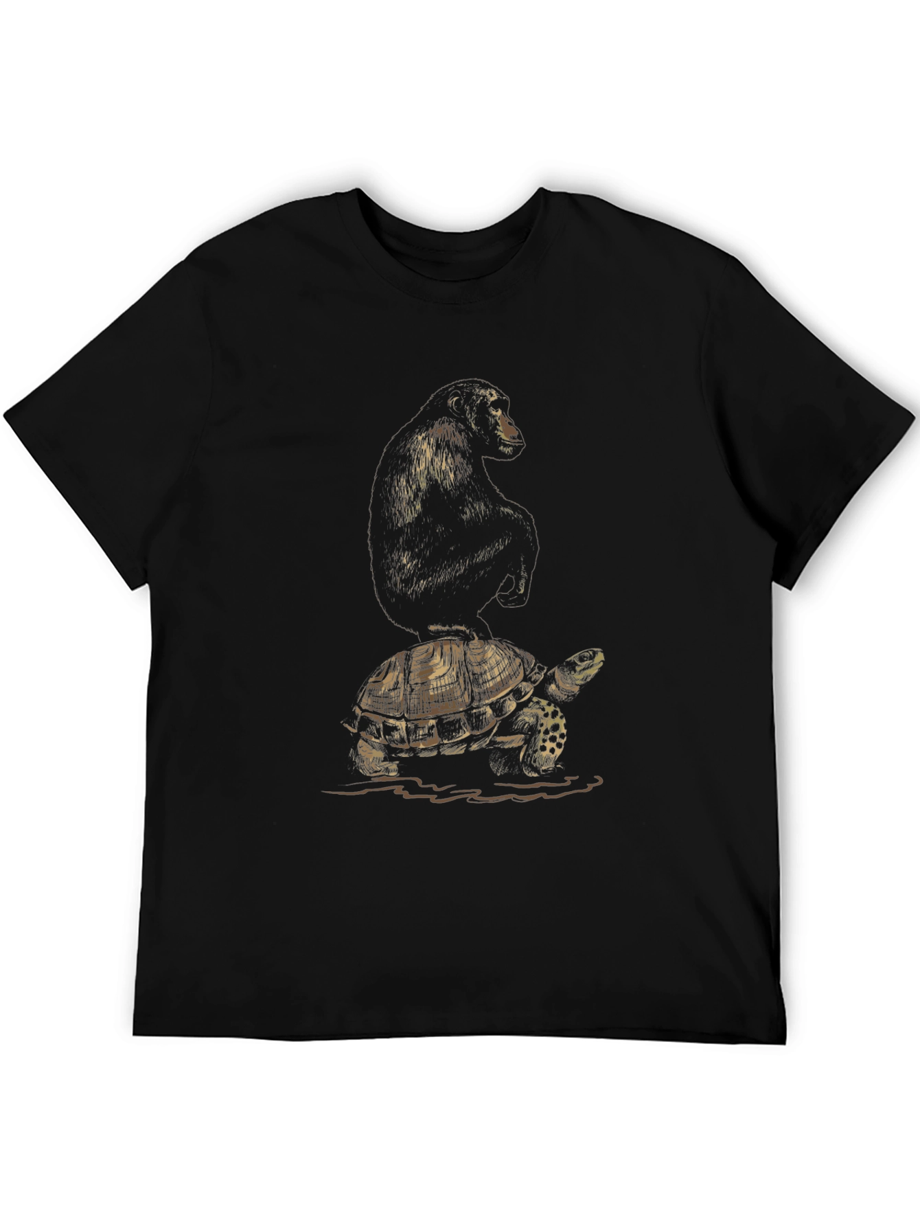 Black Monkey Riding Turtle Graphic Tee - Black view 5