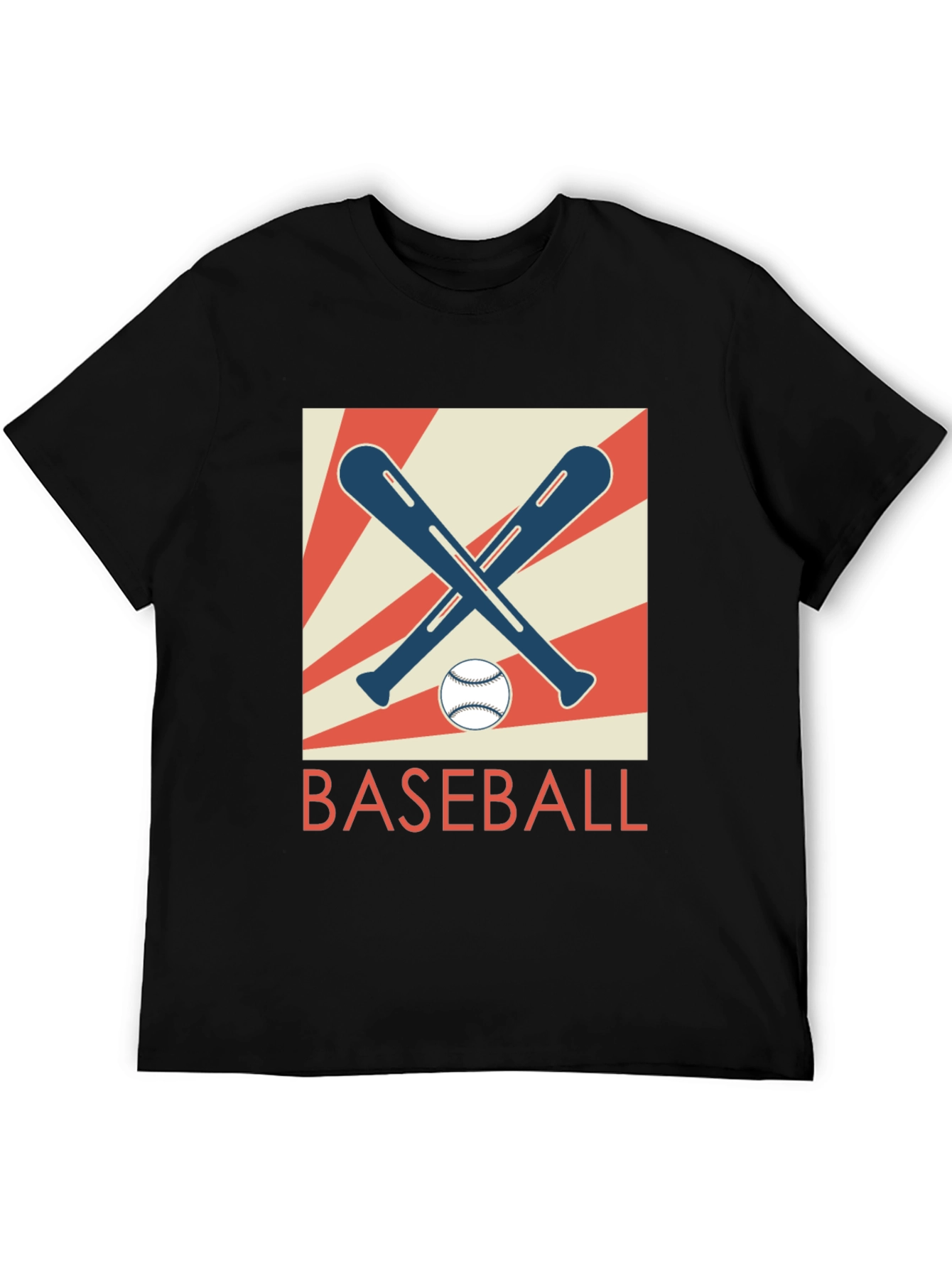 Black Retro Baseball Bats & Ball Graphic T-Shirt view 5