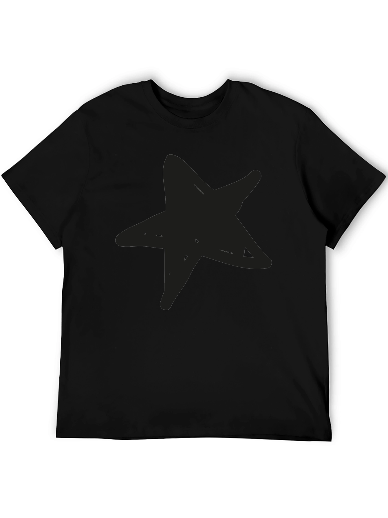 Black Men's Black Star Graphic Tee - Casual Style view 5