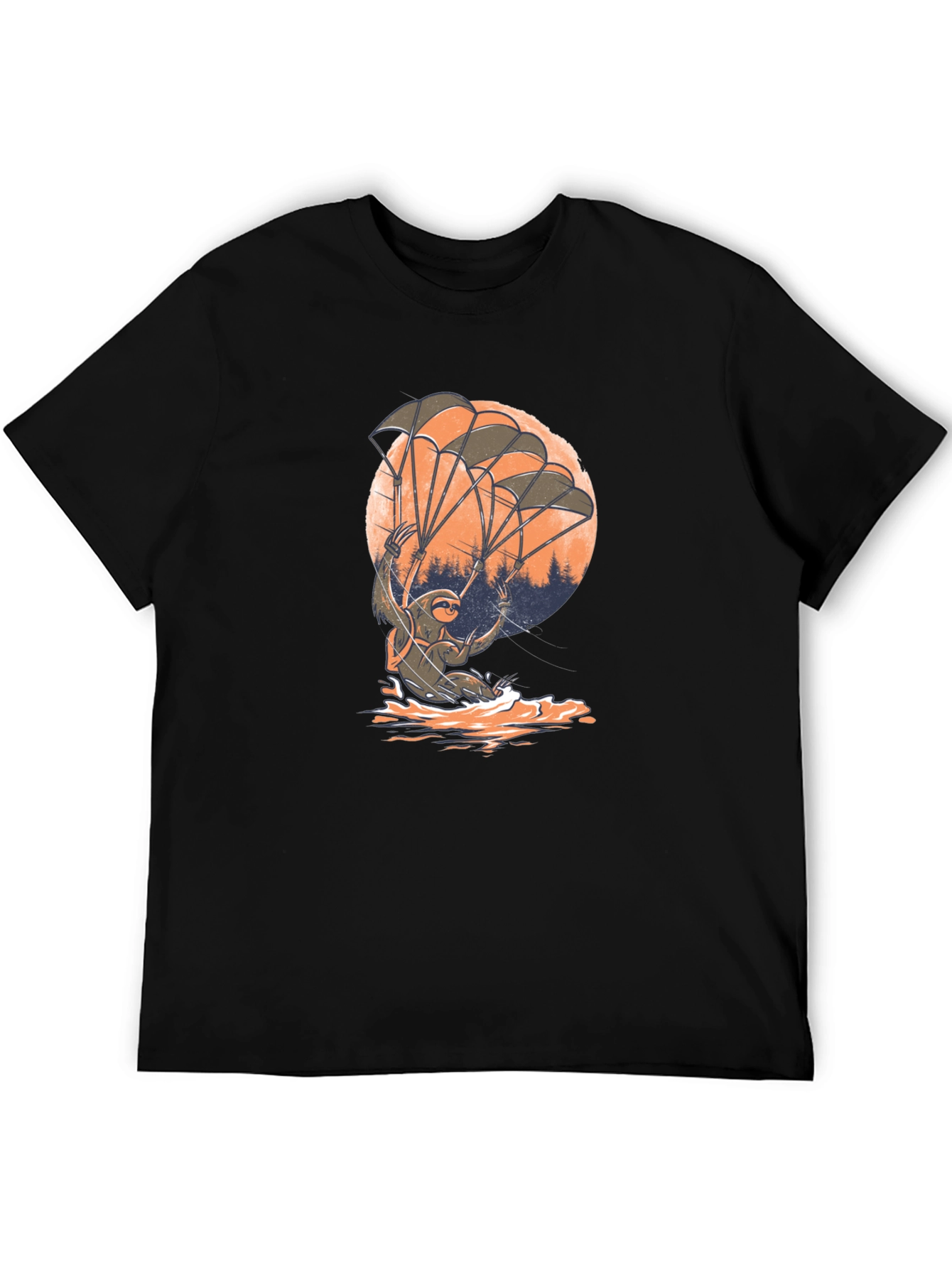 Black Sloth Parachute T-Shirt - Funny & Unique Design view 5