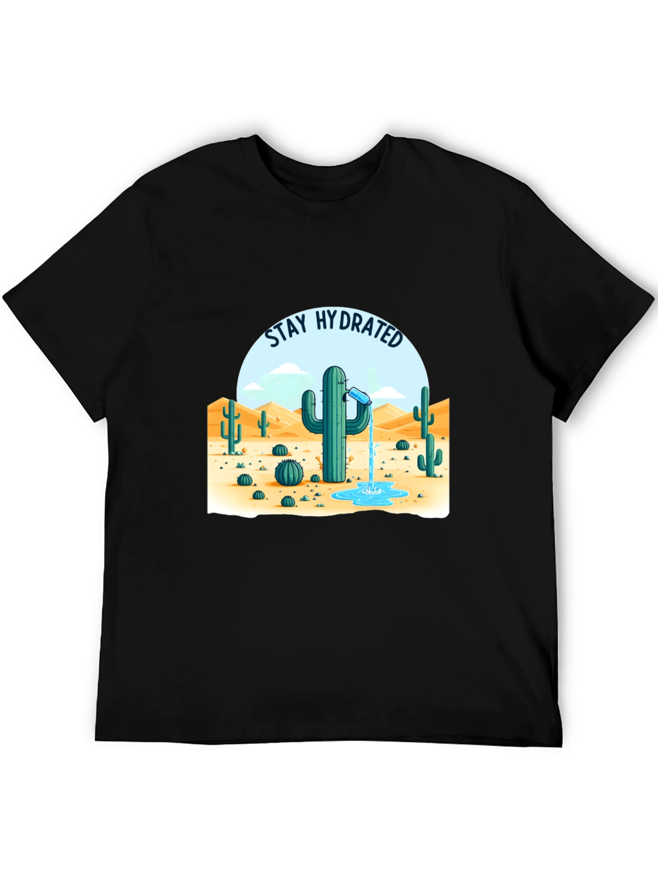 Stay Hydrated Cactus T-Shirt - Black - 5