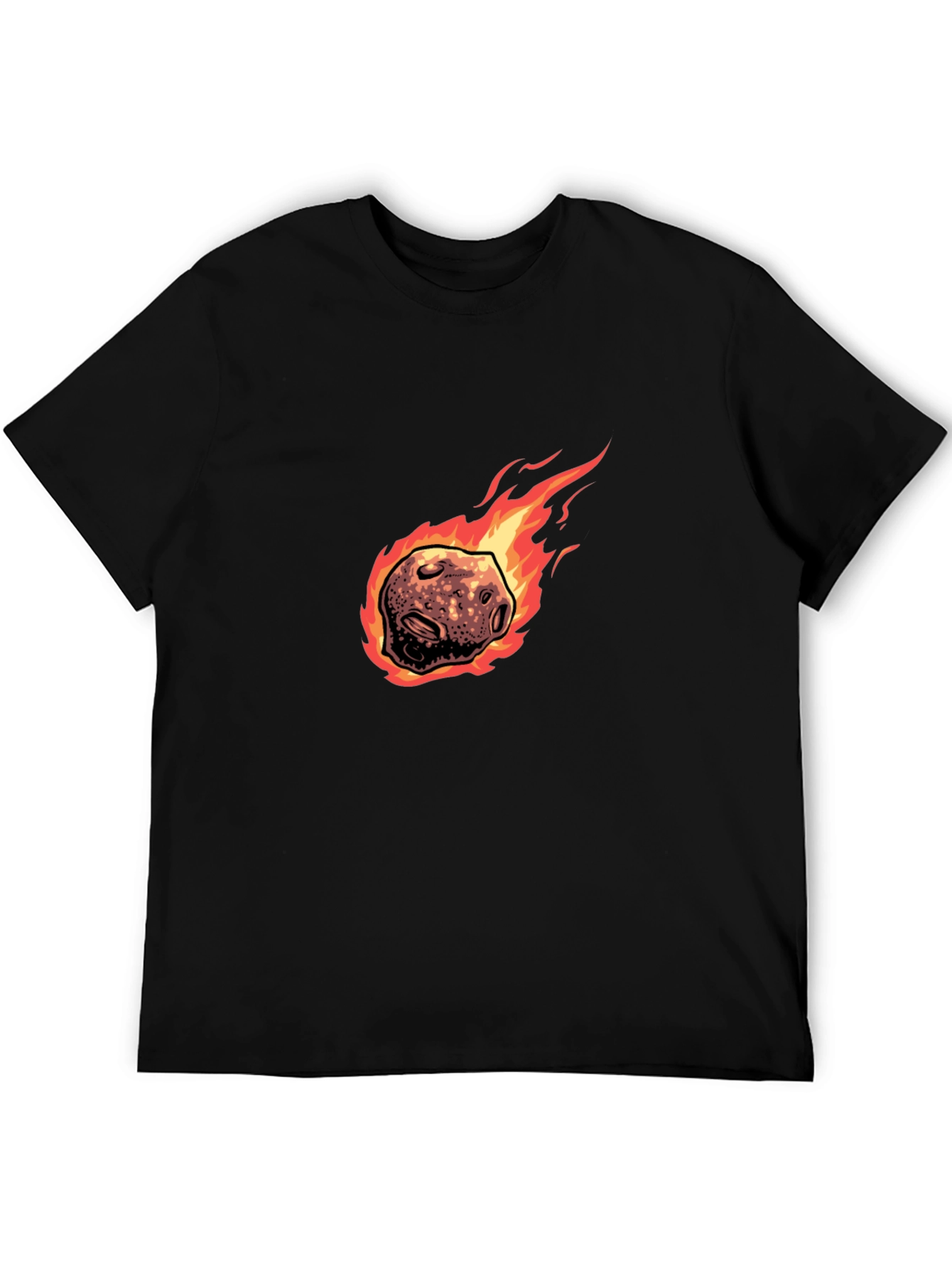 Black Flaming Meteor Graphic Tee - Black Cotton T-Shirt view 5