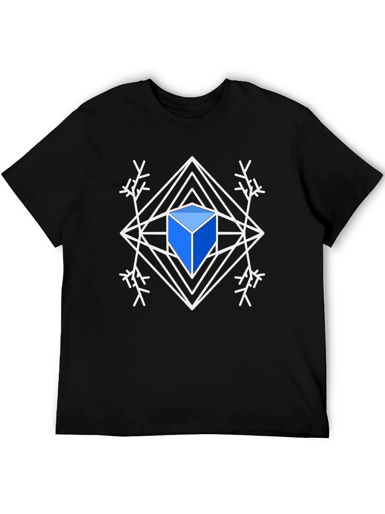 Black Geometric Cube Snowflake Graphic Tee view 5