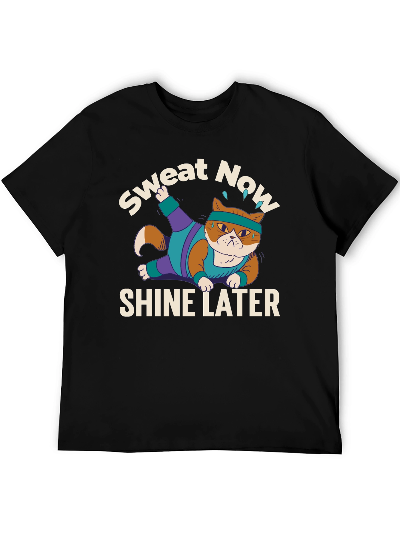Black Sweat Now Shine Later Cat Gym T-Shirt view 5