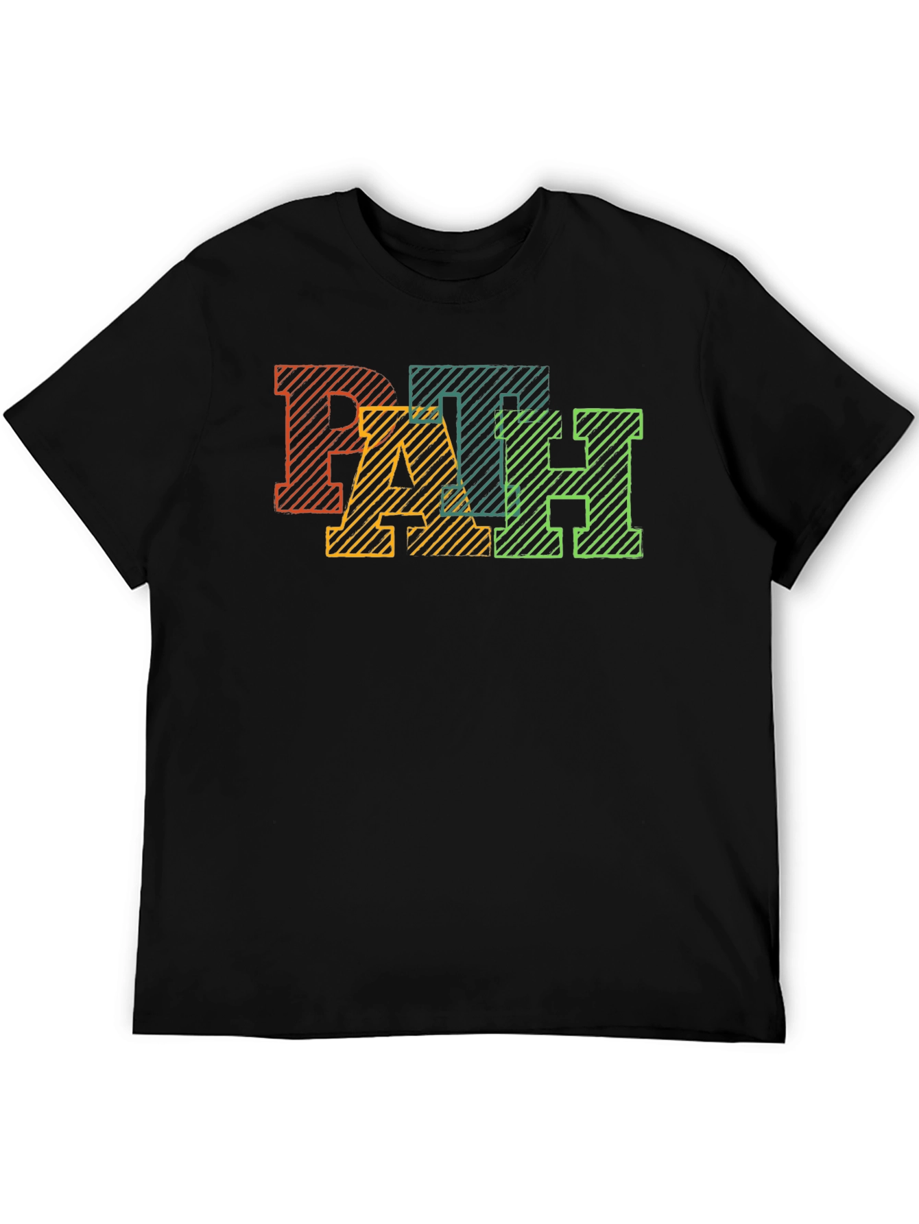 Black PATH Graphic Tee - Cool Striped Letter Design view 5