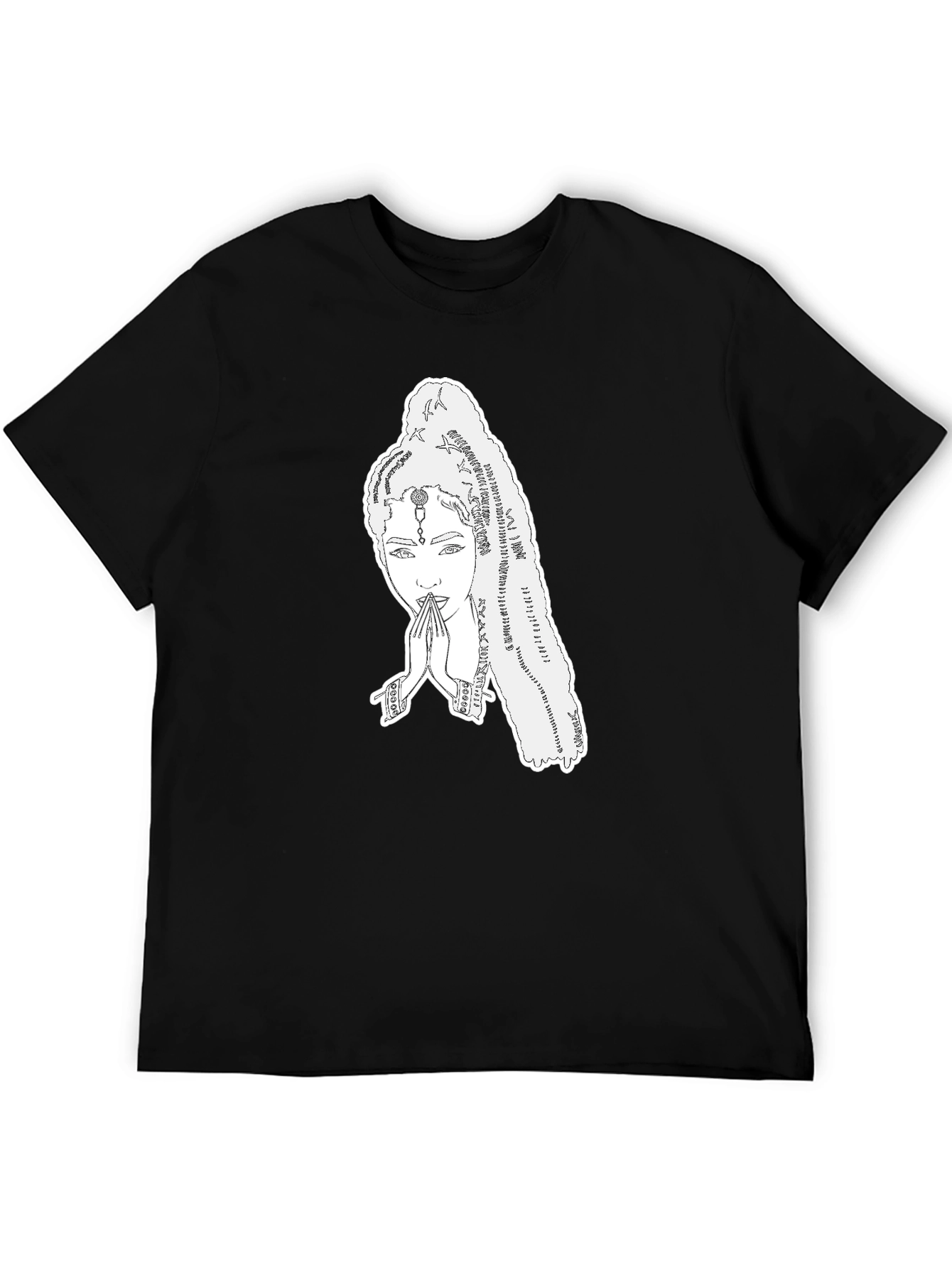 Black Elegant Graphic Tee - Woman Praying Design view 5