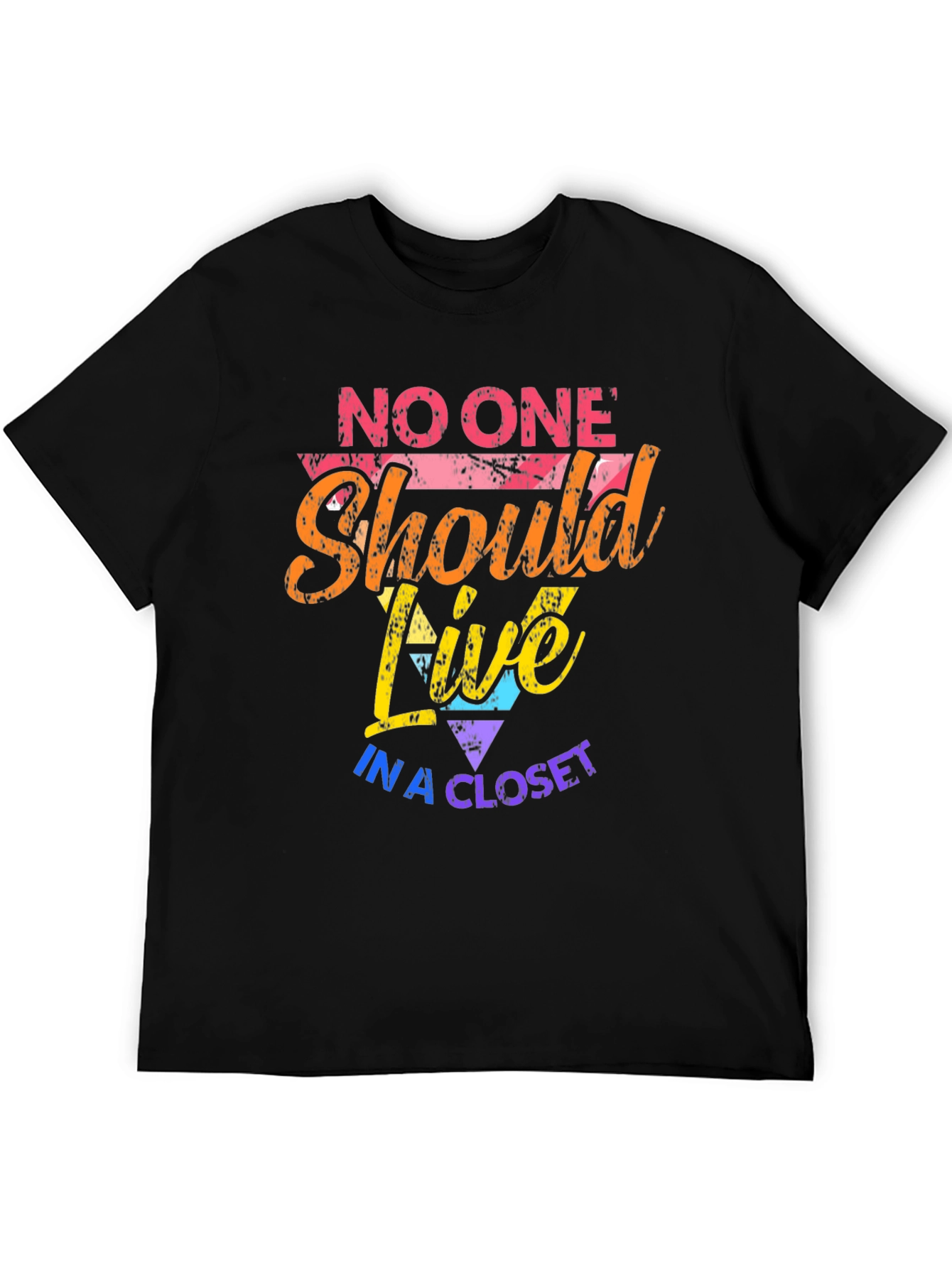 Black LGBTQ+ Pride Graphic Tee - No One Should Live in a Closet view 5