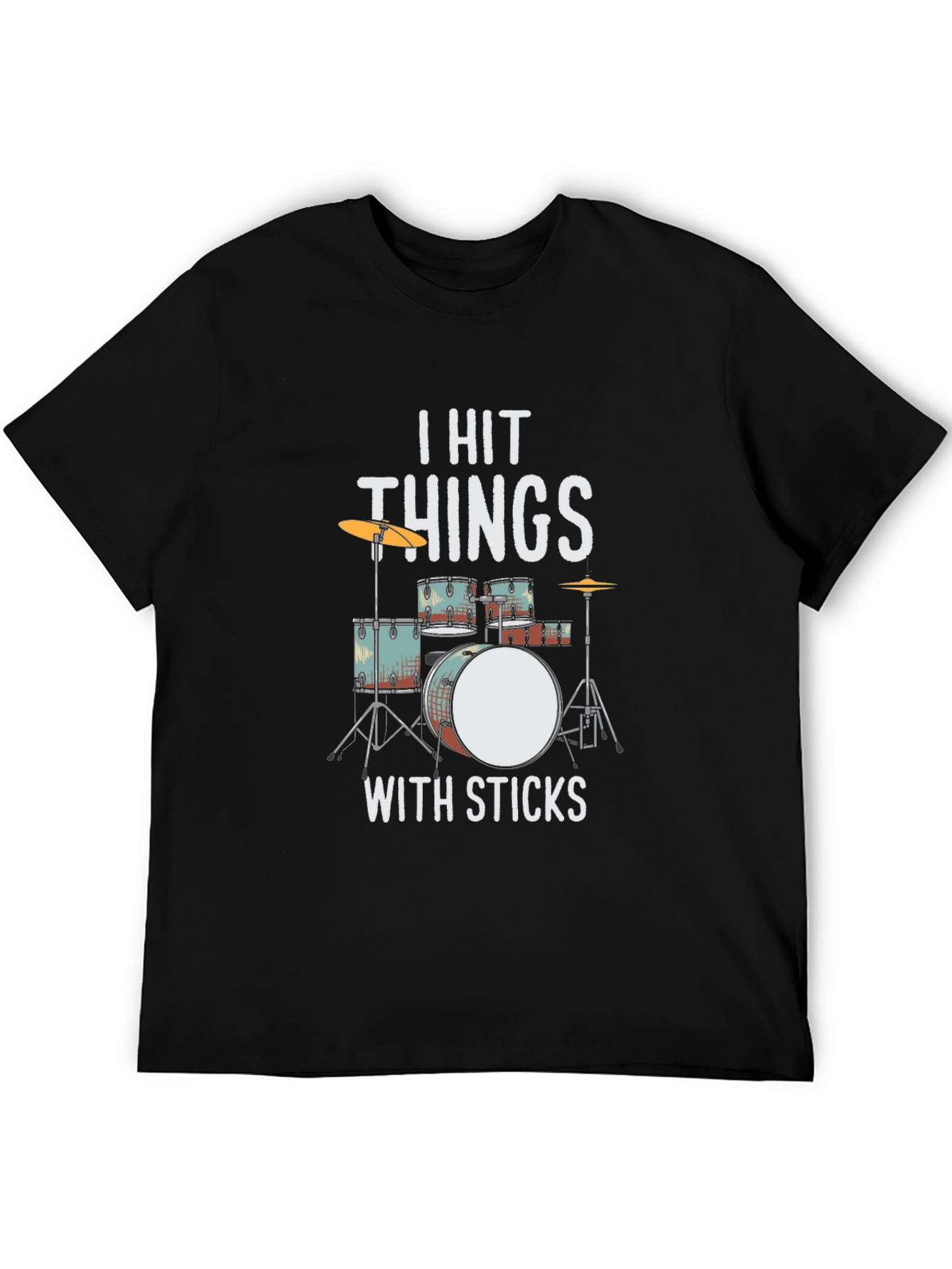 Black I Hit Things With Sticks Drummer T-Shirt view 5