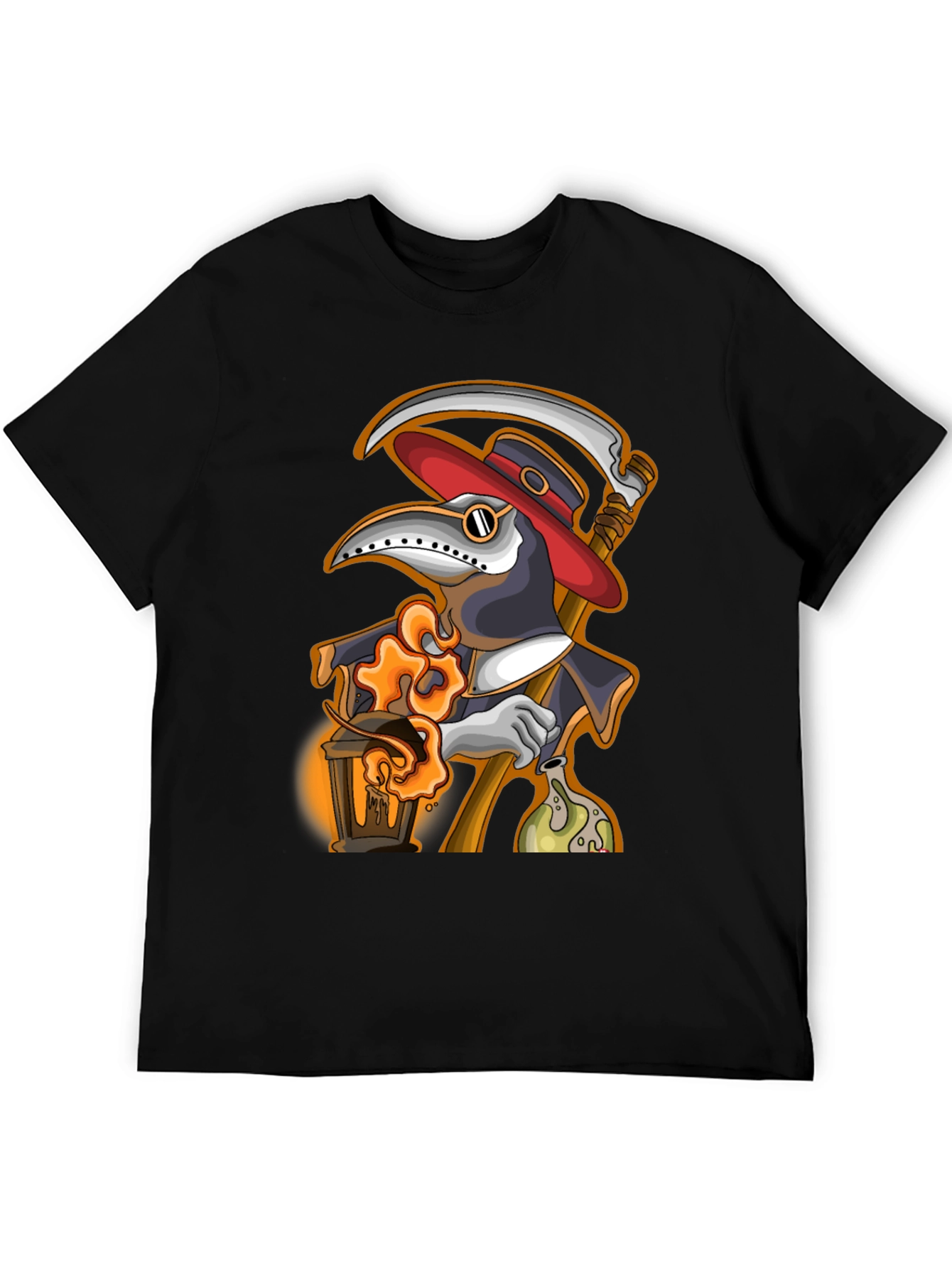 Black Plague Doctor Grim Reaper T-Shirt view 5