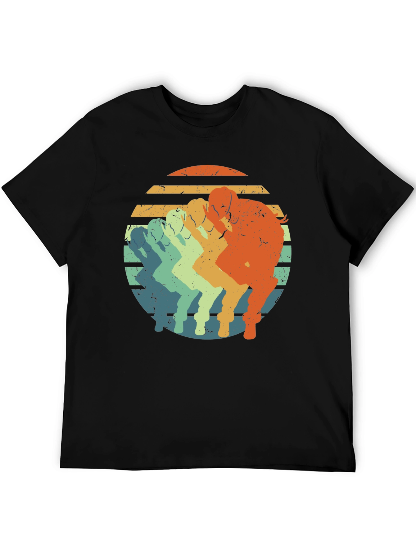 Black Vintage Sunset Running T-Shirt - Retro Style view 5