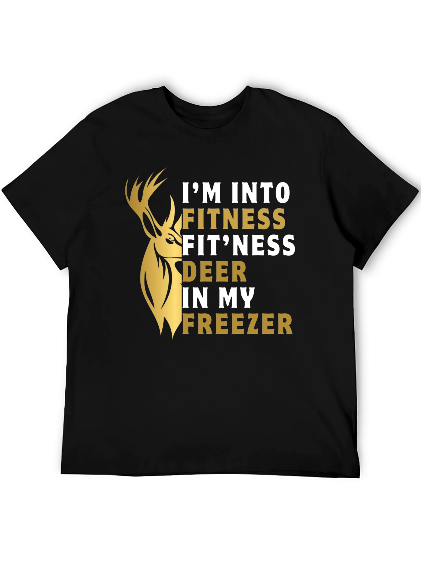 Black Fitness Fit'ness Deer Funny Graphic T-Shirt view 5