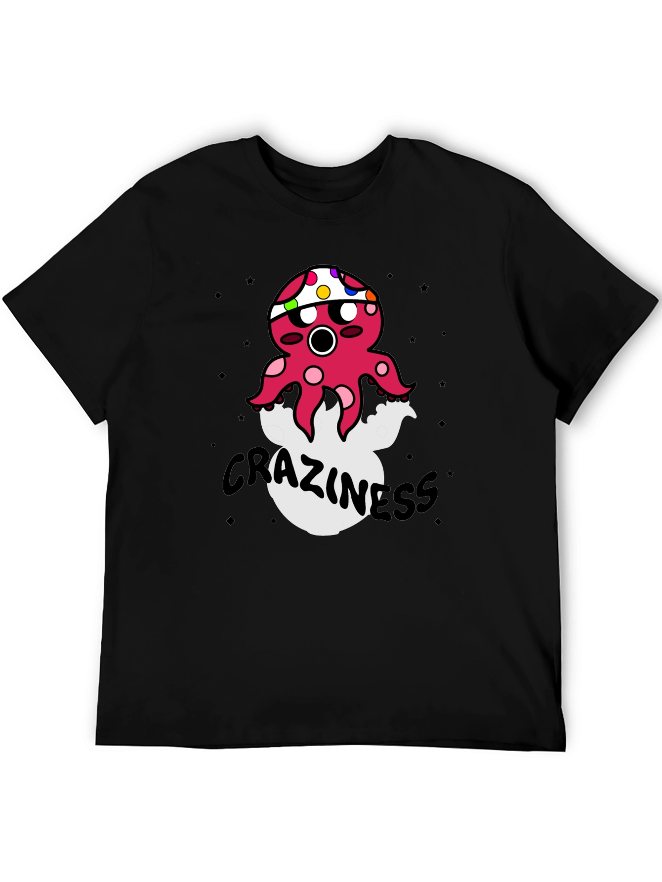 Black Crazy Octopus Graphic T-Shirt view 5