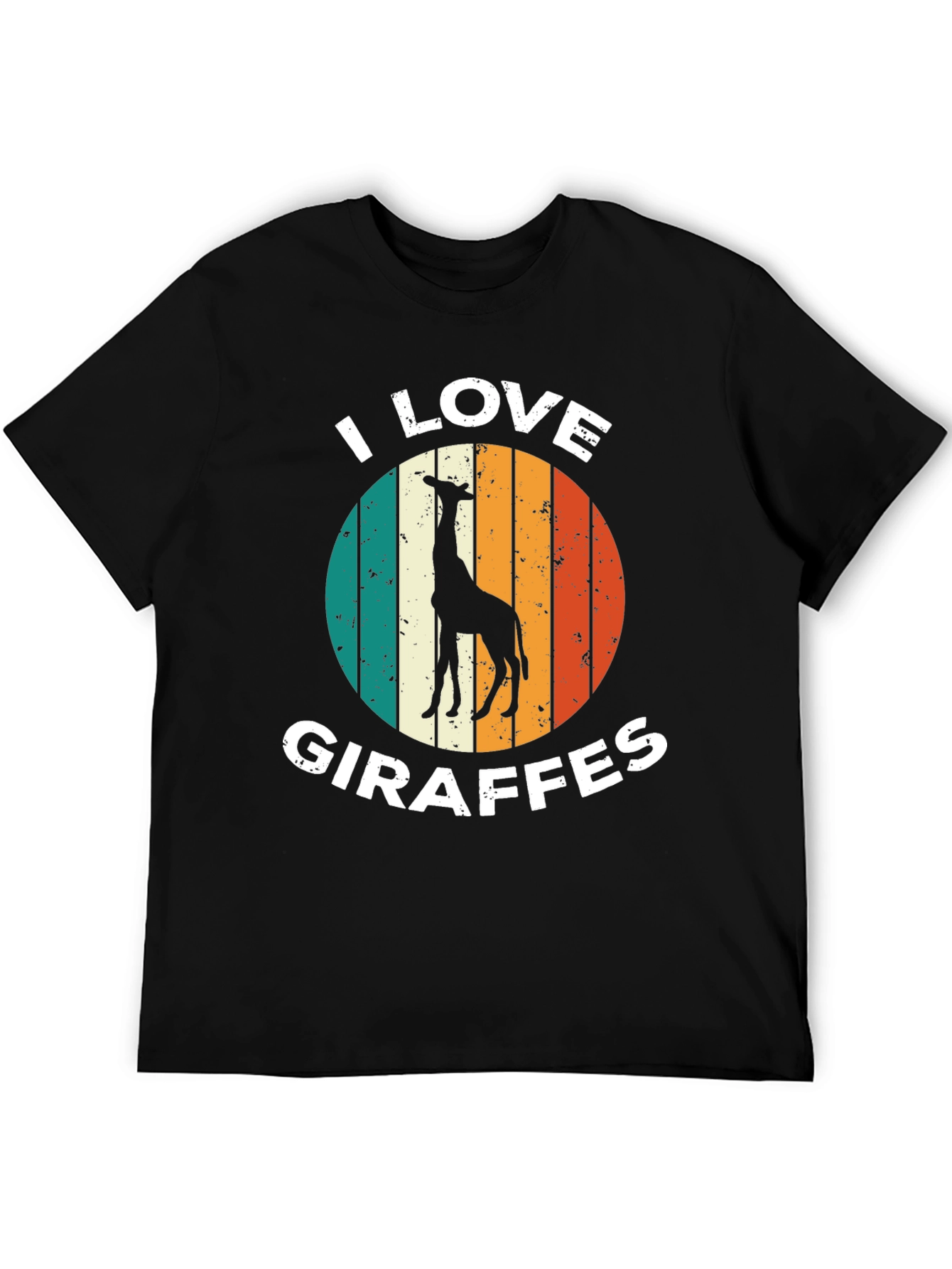 Black I Love Giraffes T-Shirt Retro Style view 5