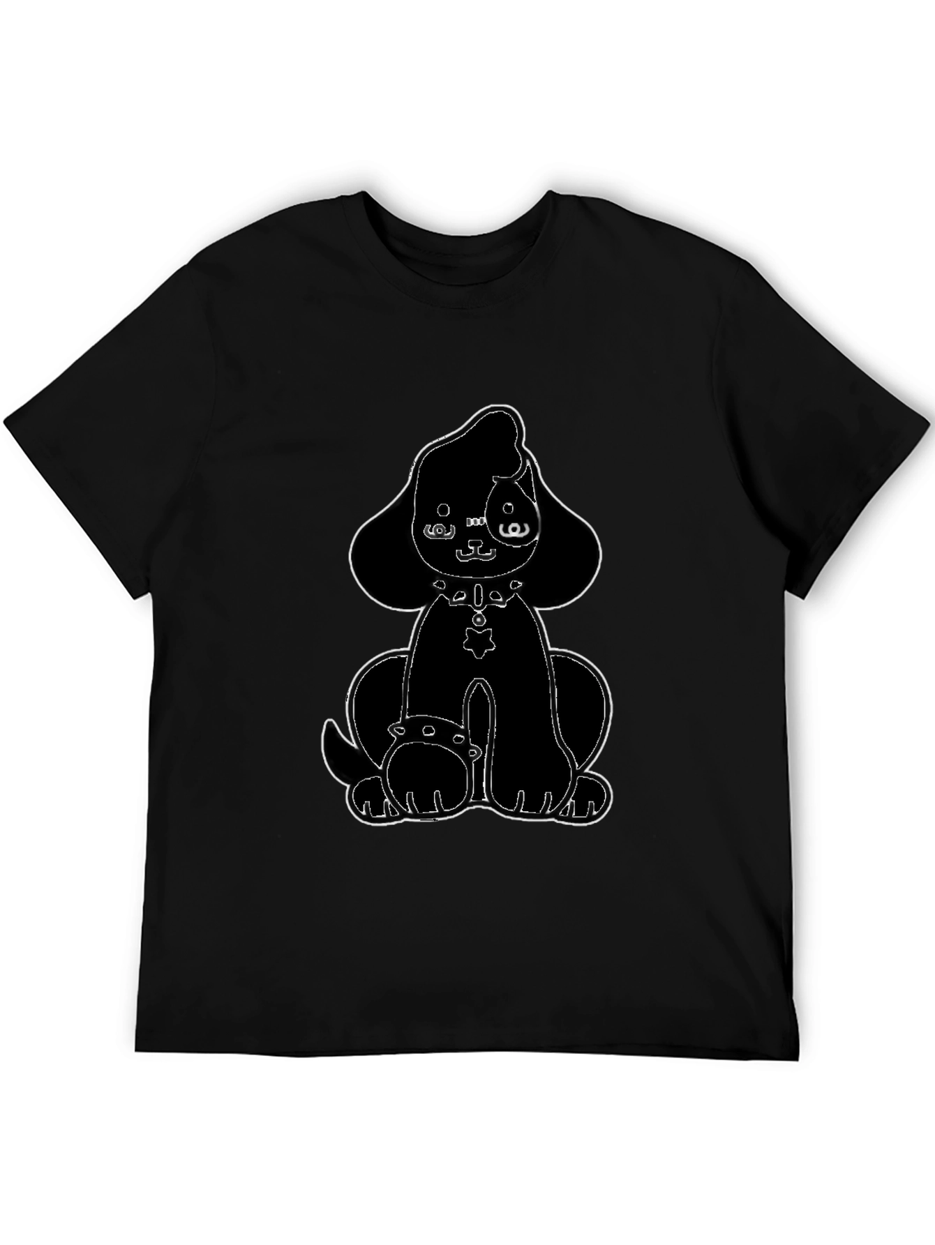 Black Cute Cartoon Dog Graphic Tee - Black view 5