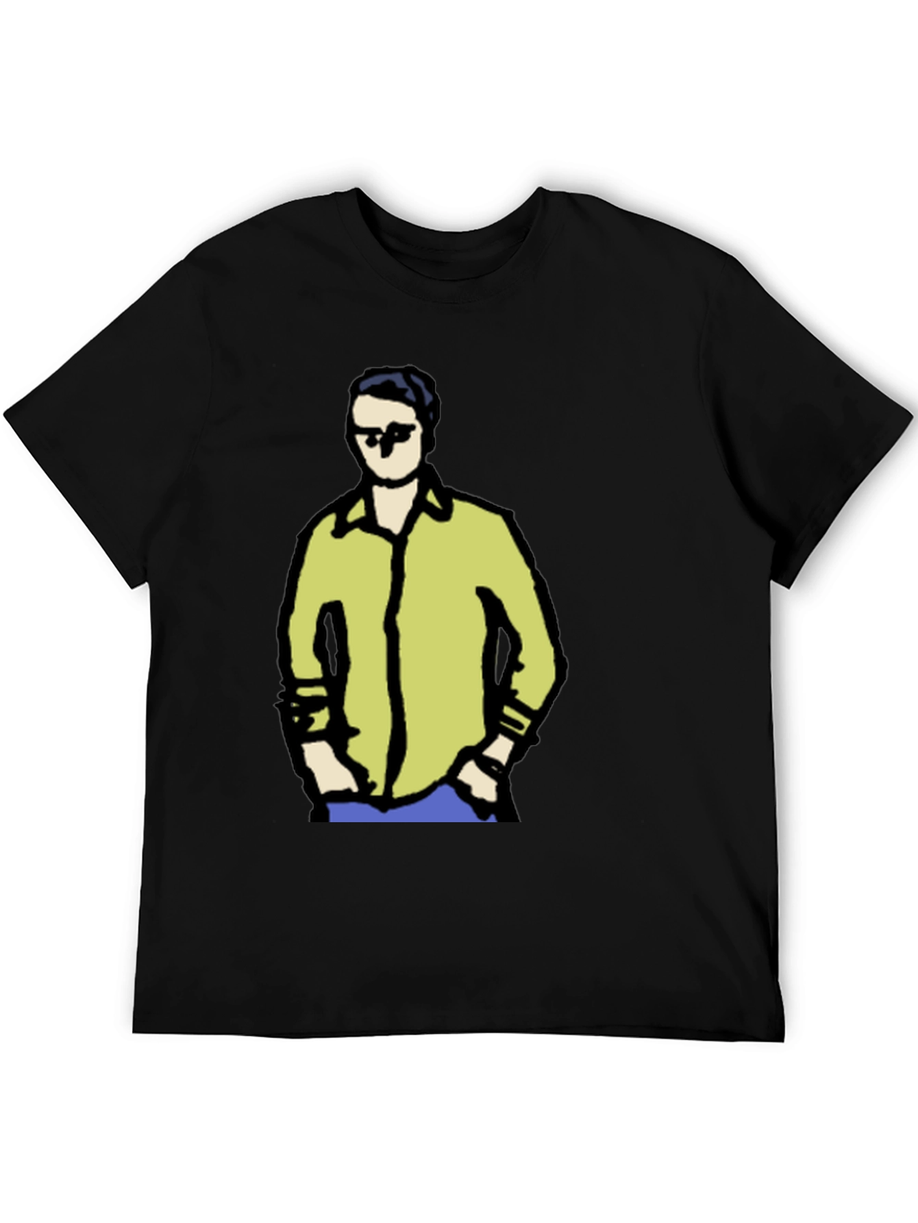Black Cool Cartoon Guy Graphic Tee - Black view 5