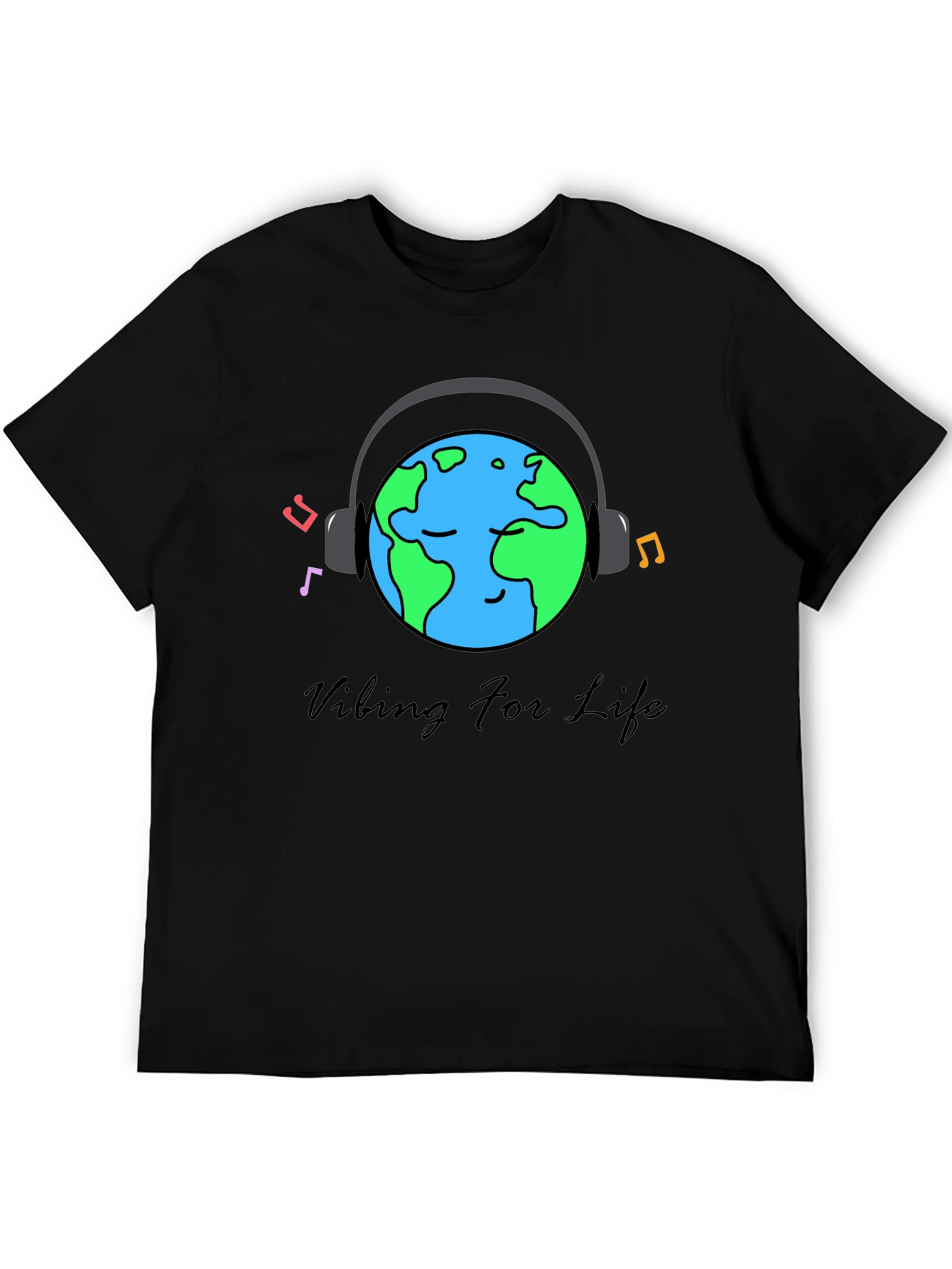 Black Vibing For Life Black Graphic Tee view 5