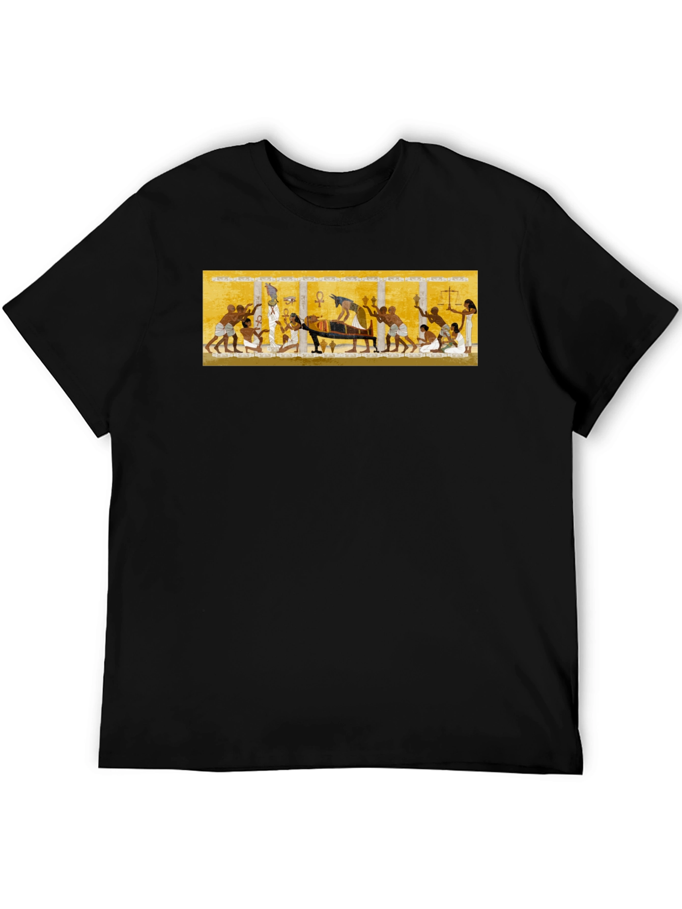 Black Egyptian Art Print Black Tee - Unisex view 5