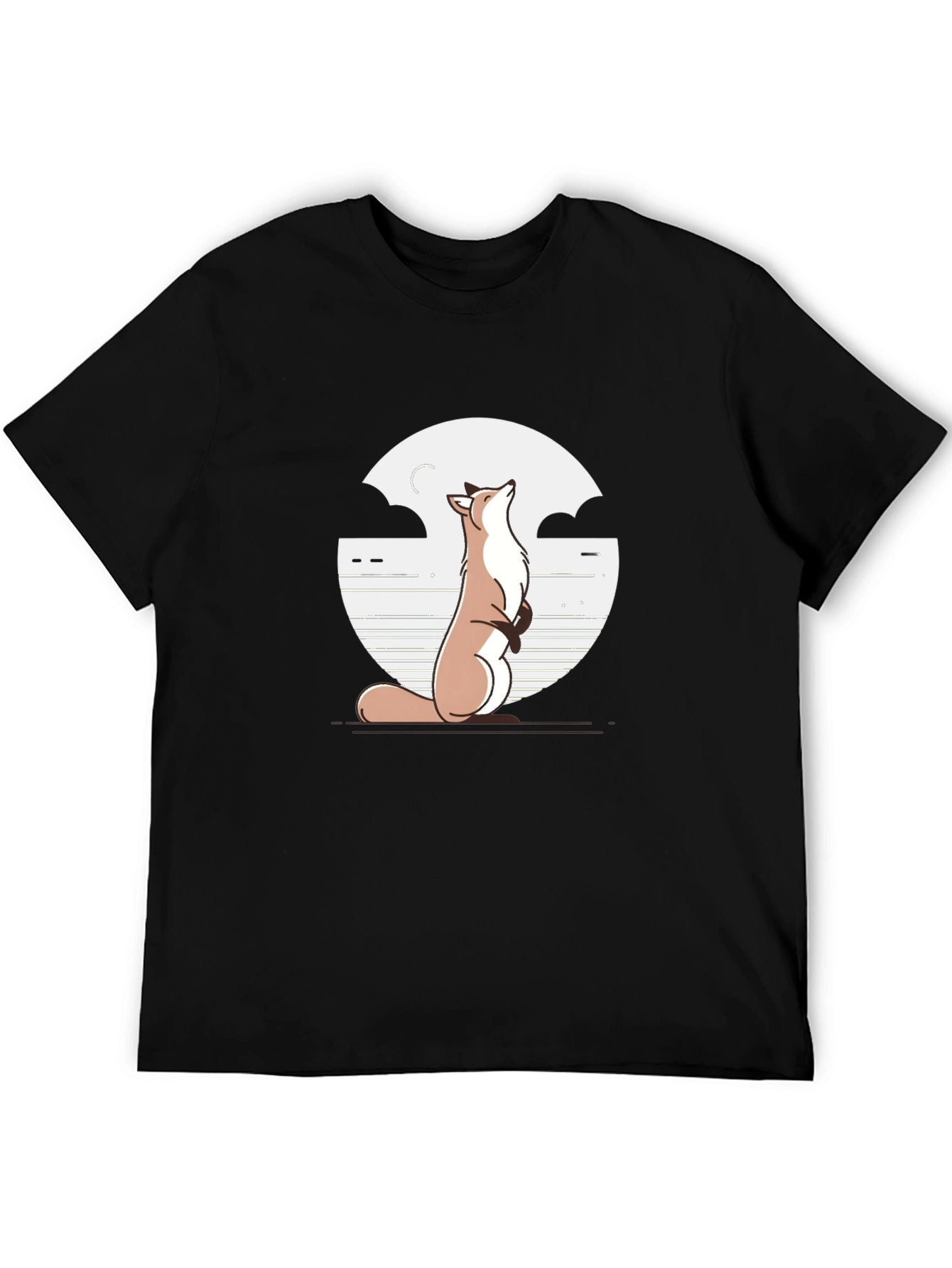 Black Fox & Moon Graphic Tee - Black Cotton T-Shirt view 5
