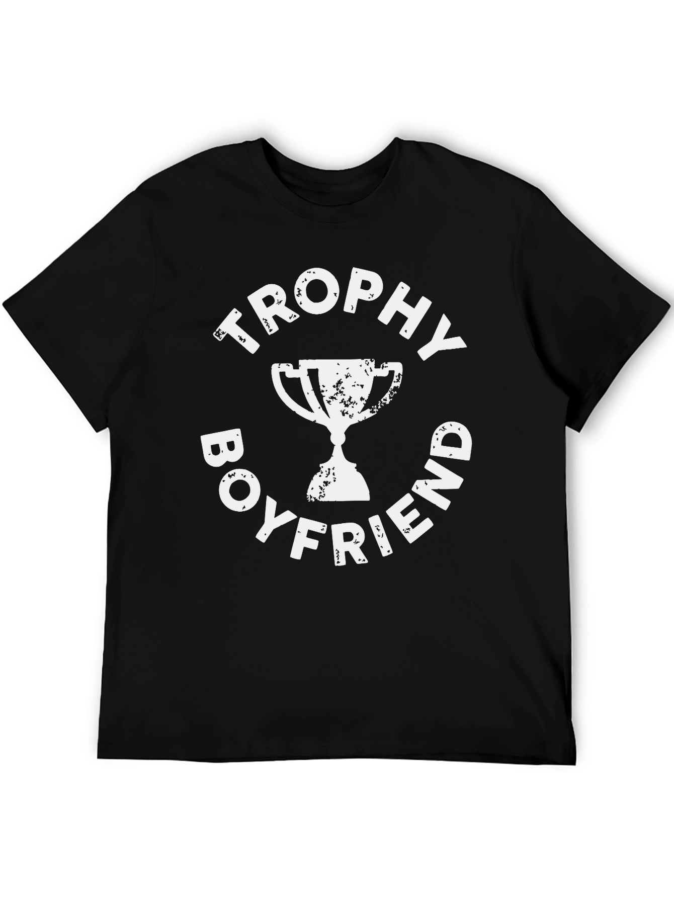 Black Trophy Boyfriend Graphic Tee - Black Cotton T-Shirt view 5