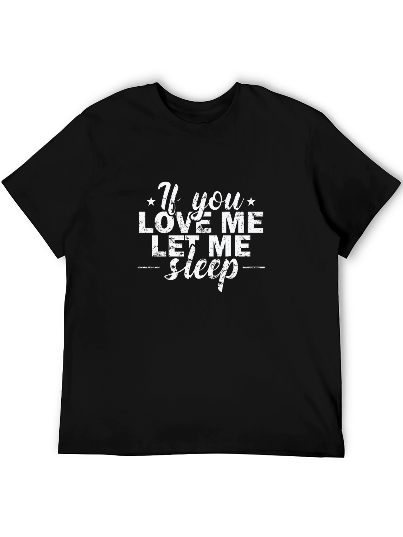 Black Funny "Let Me Sleep" Graphic Tee - Black Cotton T-Shirt view 5