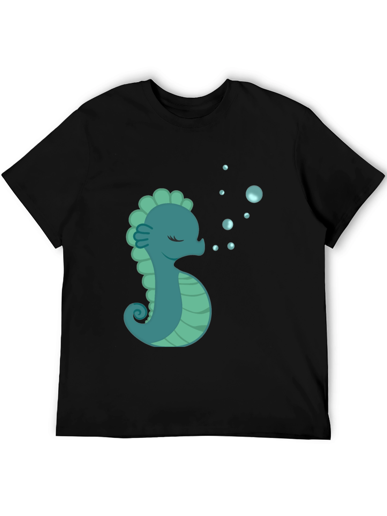 Black Seahorse Graphic T-Shirt - Black Cotton Tee view 5