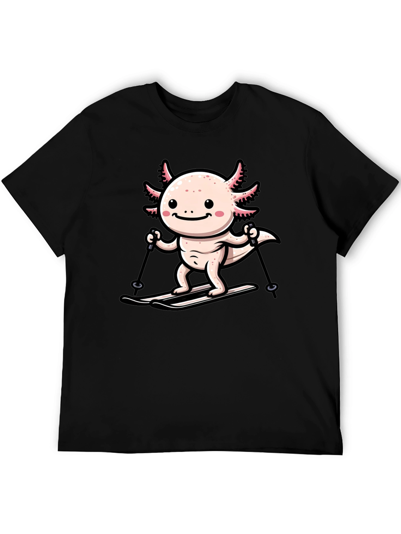Black Axolotl Skiing Graphic Tee - Black view 5