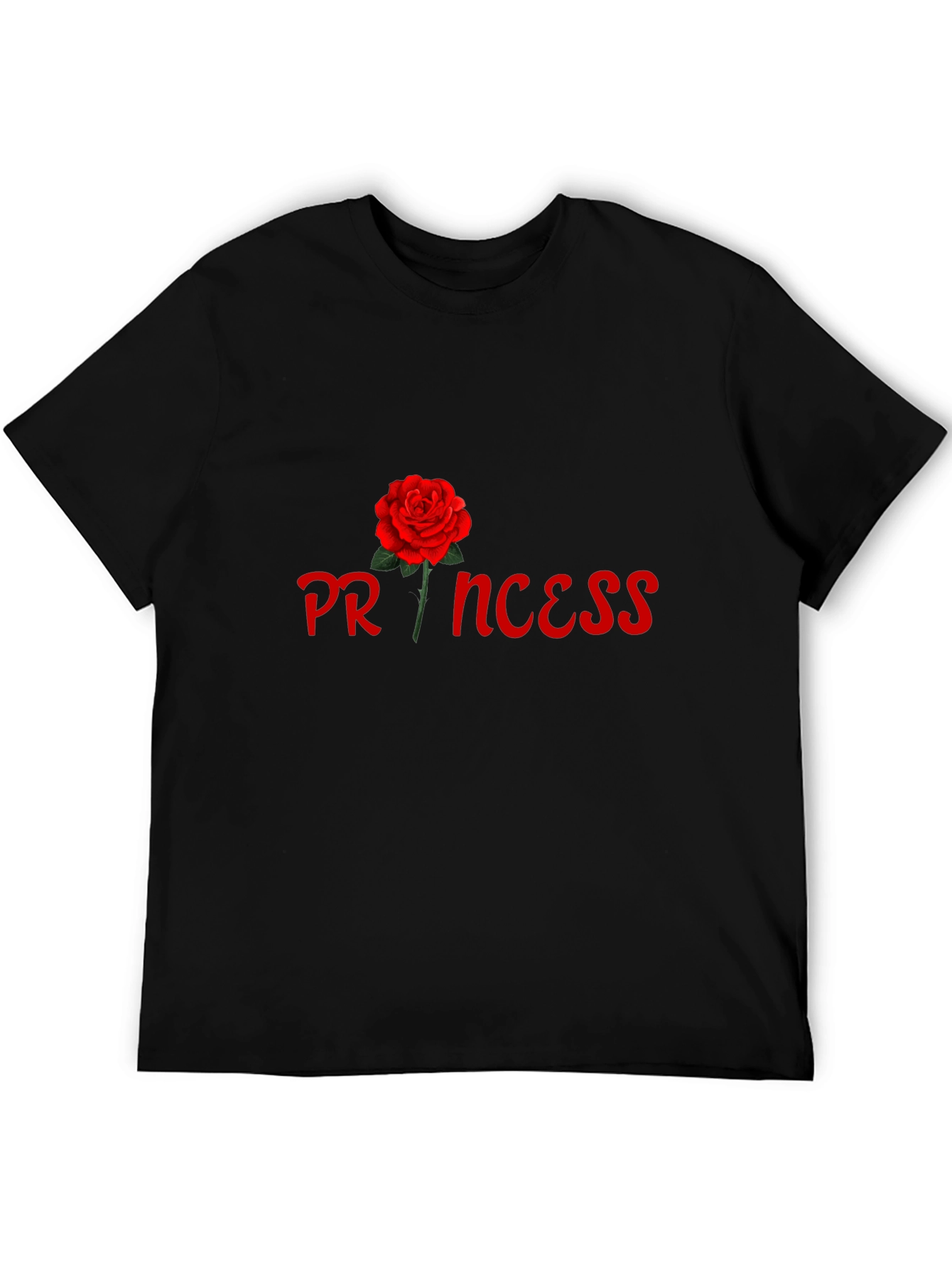 Black Princess Rose Graphic Tee - Stylish Black Cotton T-Shirt view 5