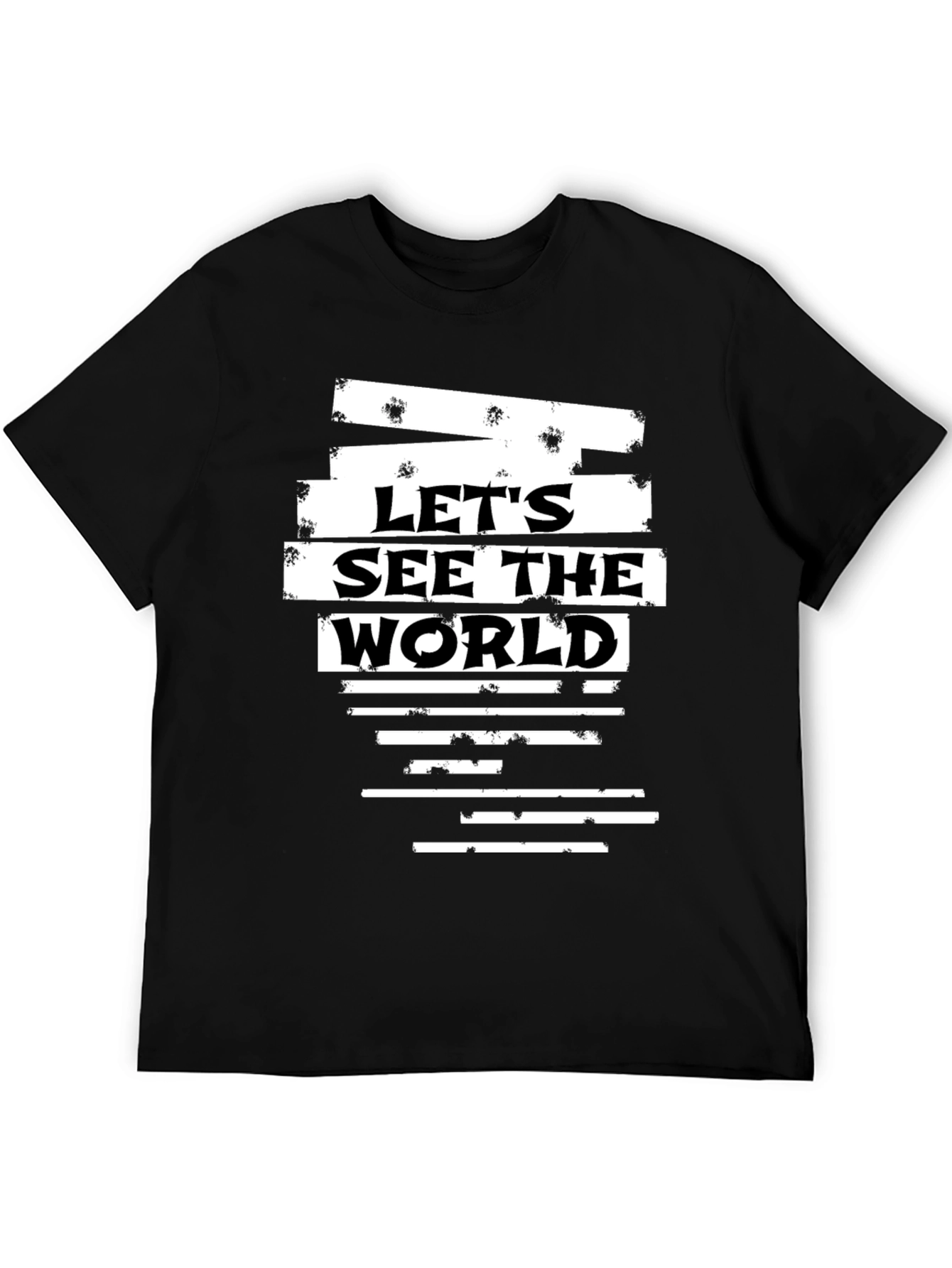Black Let's See The World Graphic T-Shirt view 5