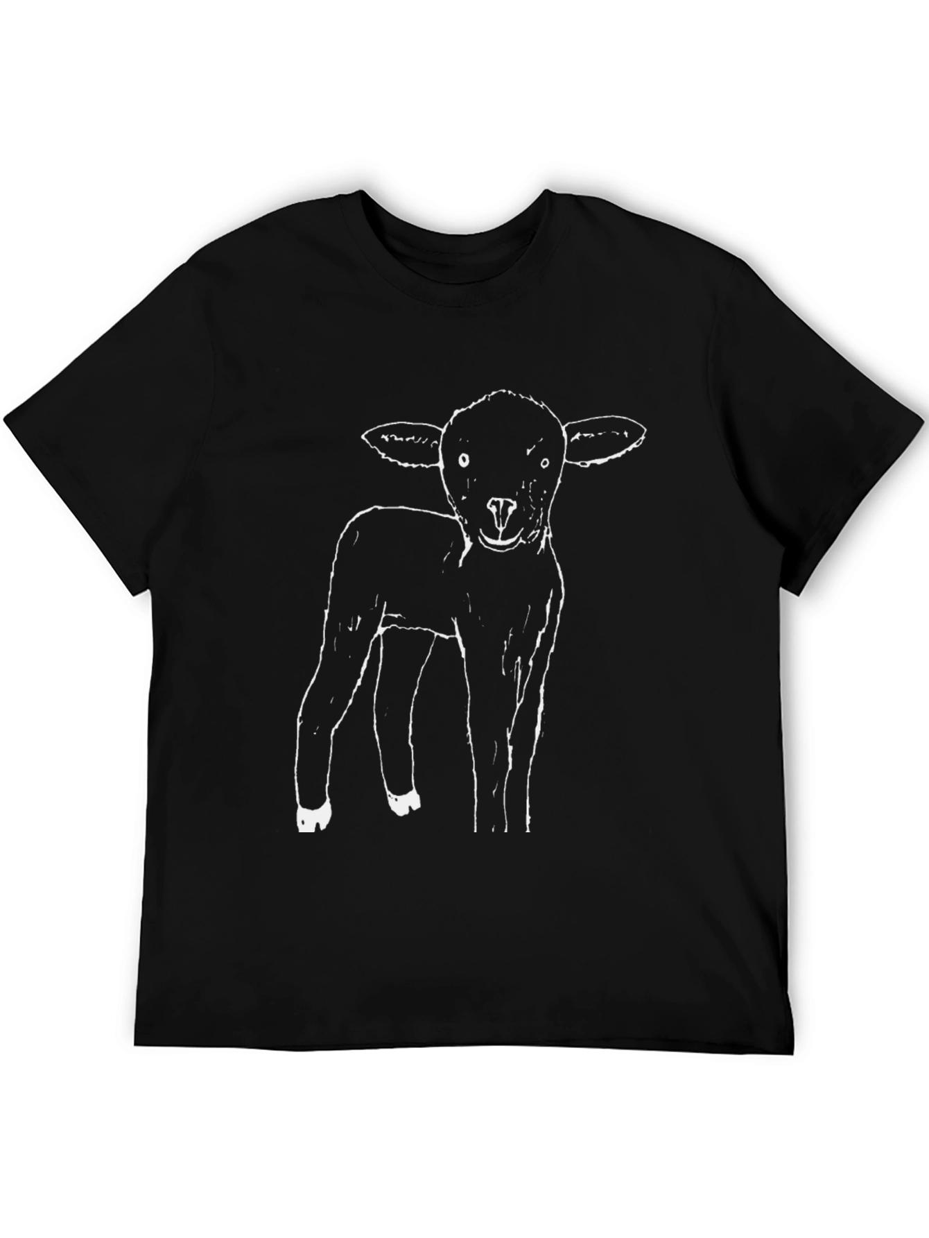 Black Lamb Graphic T-Shirt - Black Cotton Crew Neck Tee view 5