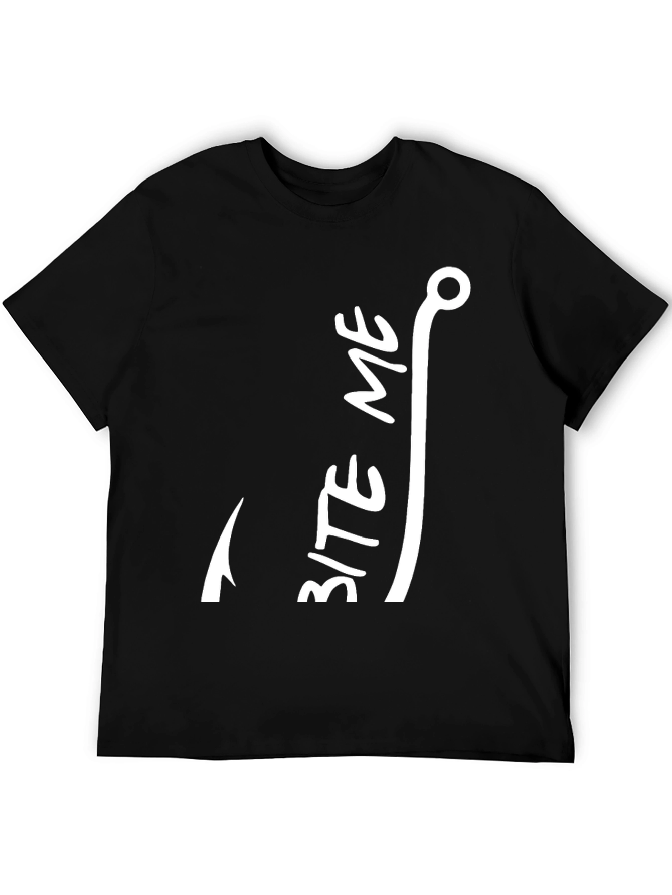 Black Bite Me Fish Hook Graphic T-Shirt view 5