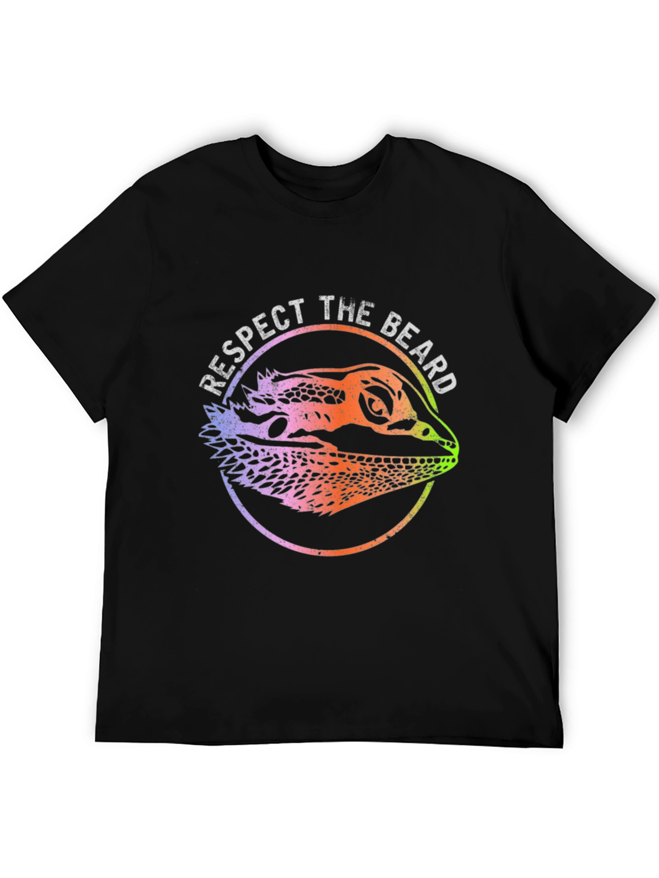 Black Respect the Beard Bearded Dragon Graphic Tee view 5
