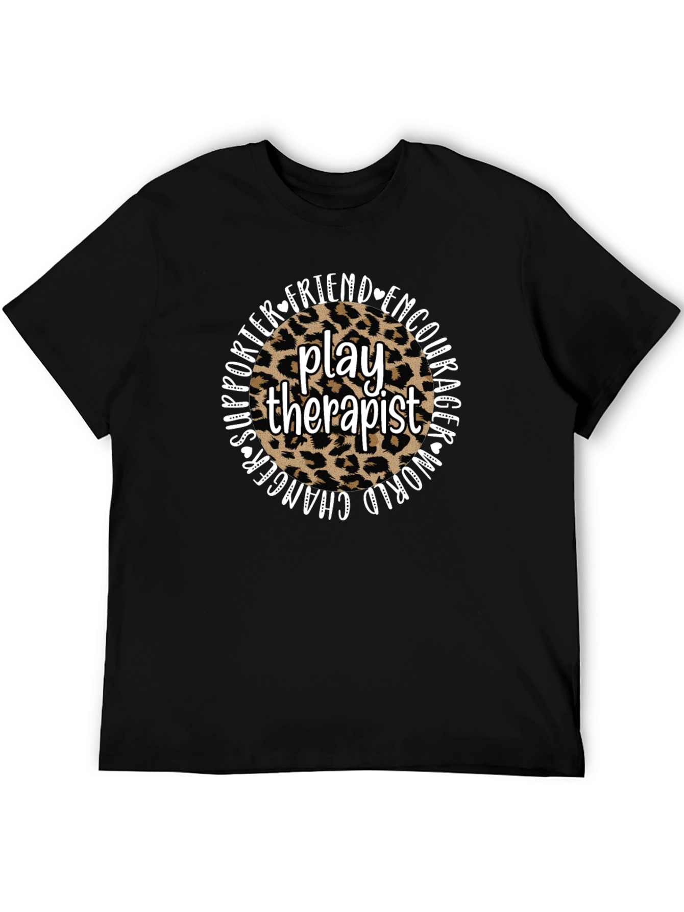 Black Play Therapist Leopard Print Graphic Tee view 5