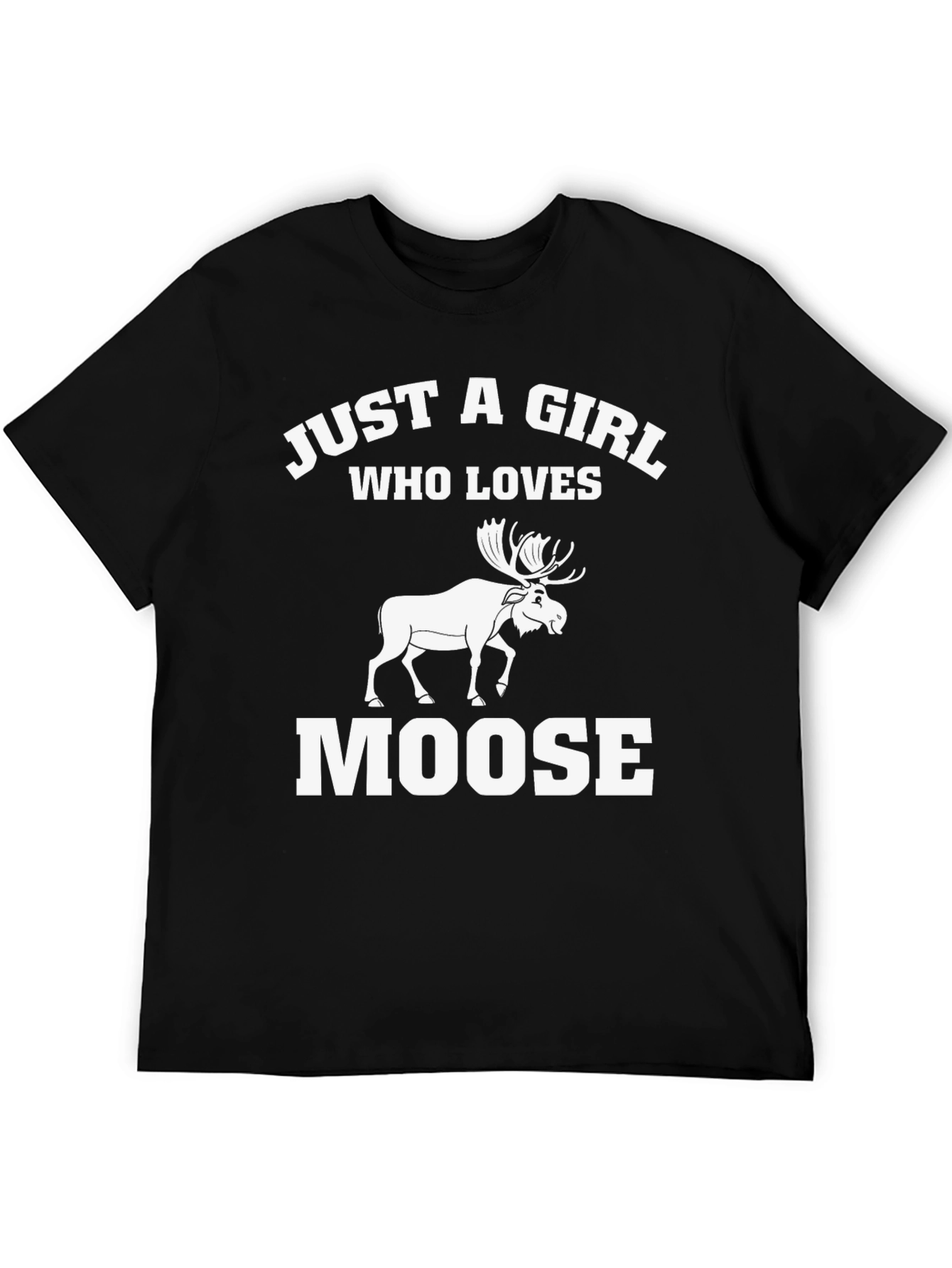 Black Just A Girl Who Loves Moose T-Shirt view 5