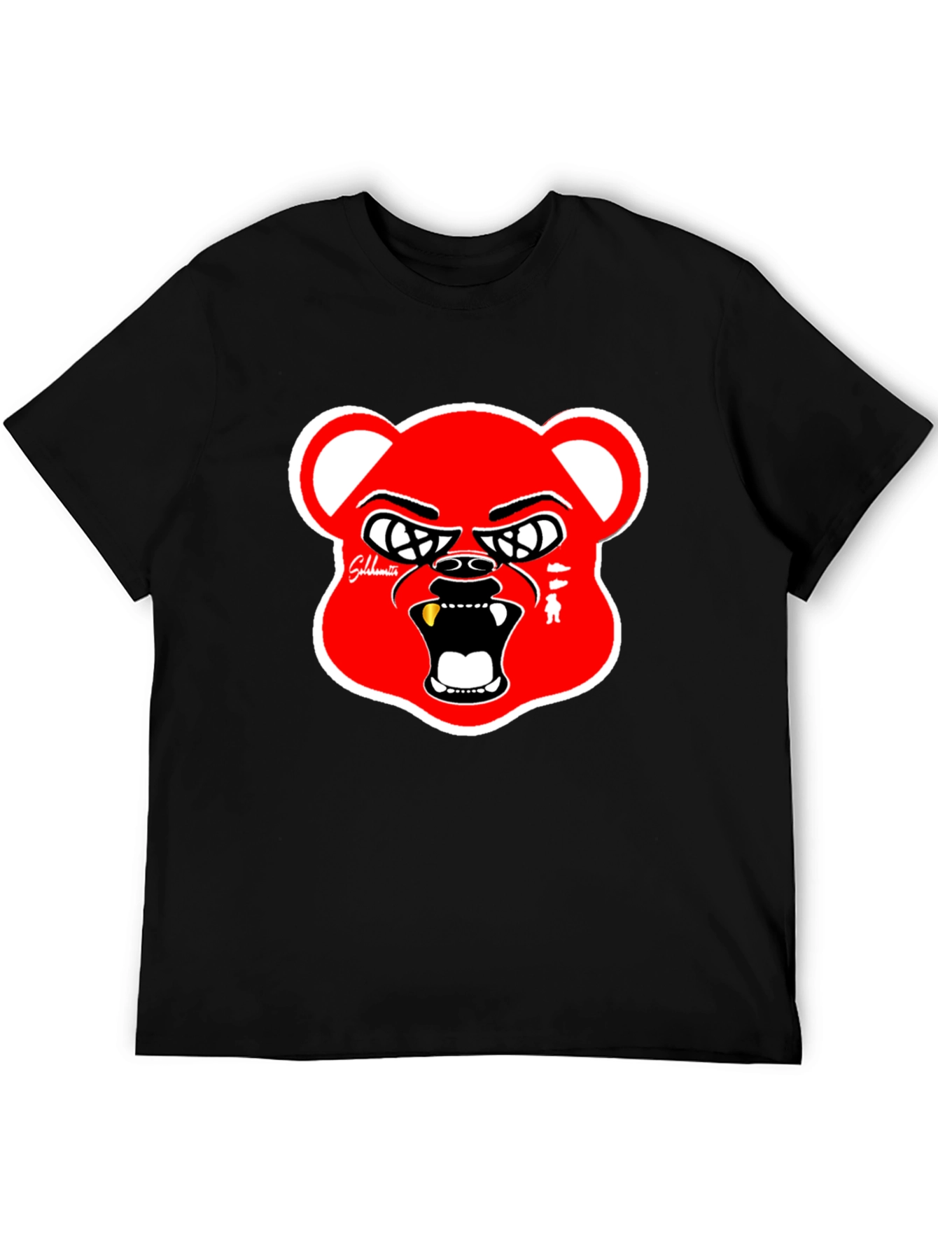 Black Red Bear Graphic Black T-Shirt view 5