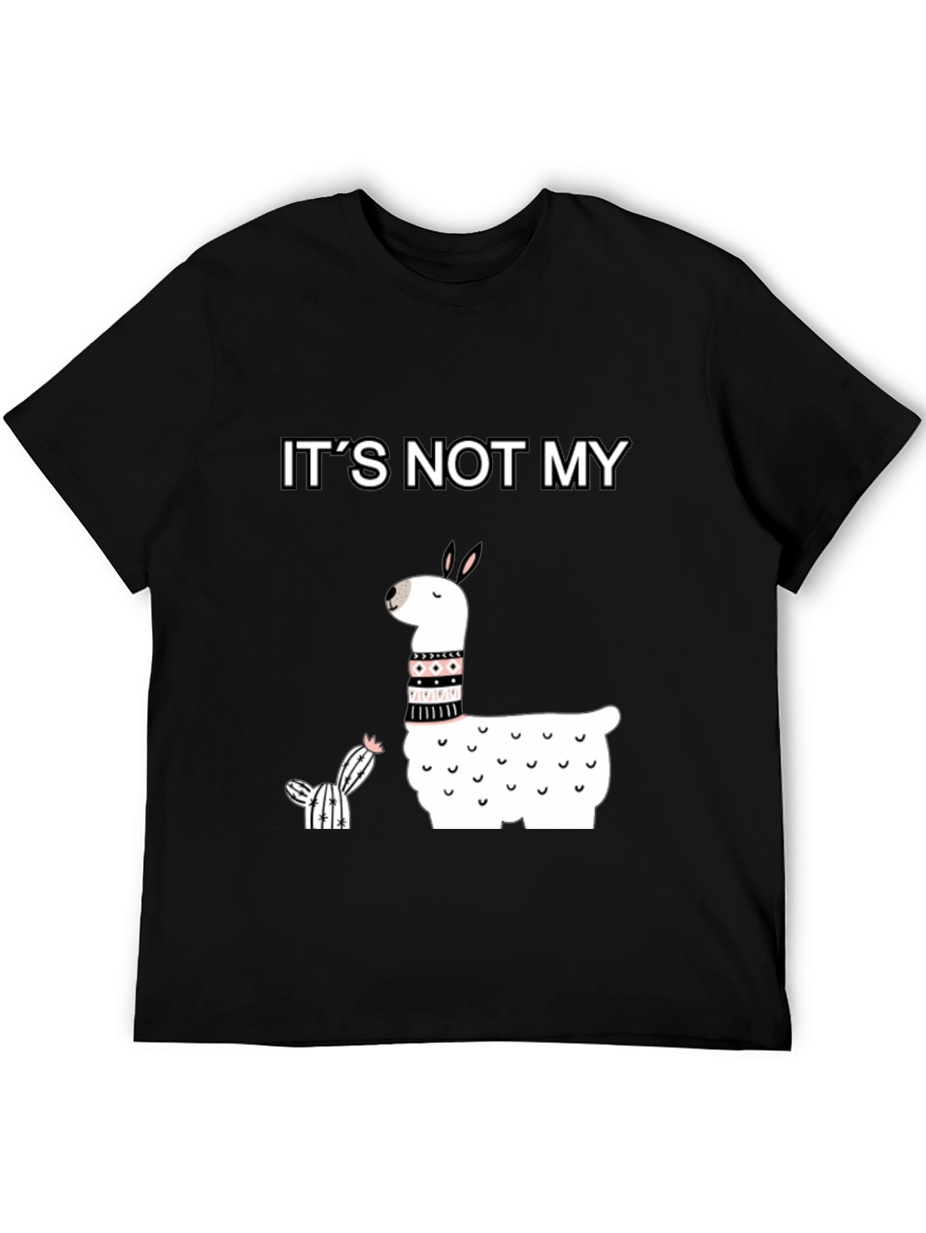 Black It's Not My Cactus Llama T-Shirt view 5