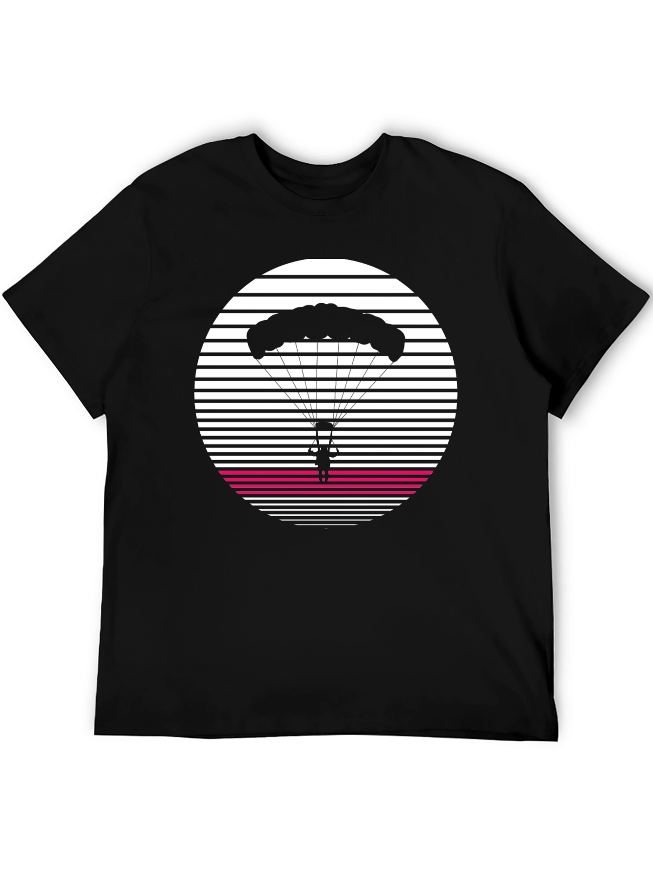 Black Retro Sunset Parachute T-Shirt view 5