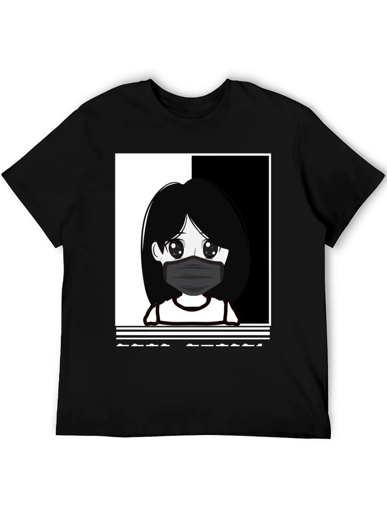 Black Anime Girl Masked Black T-Shirt view 5