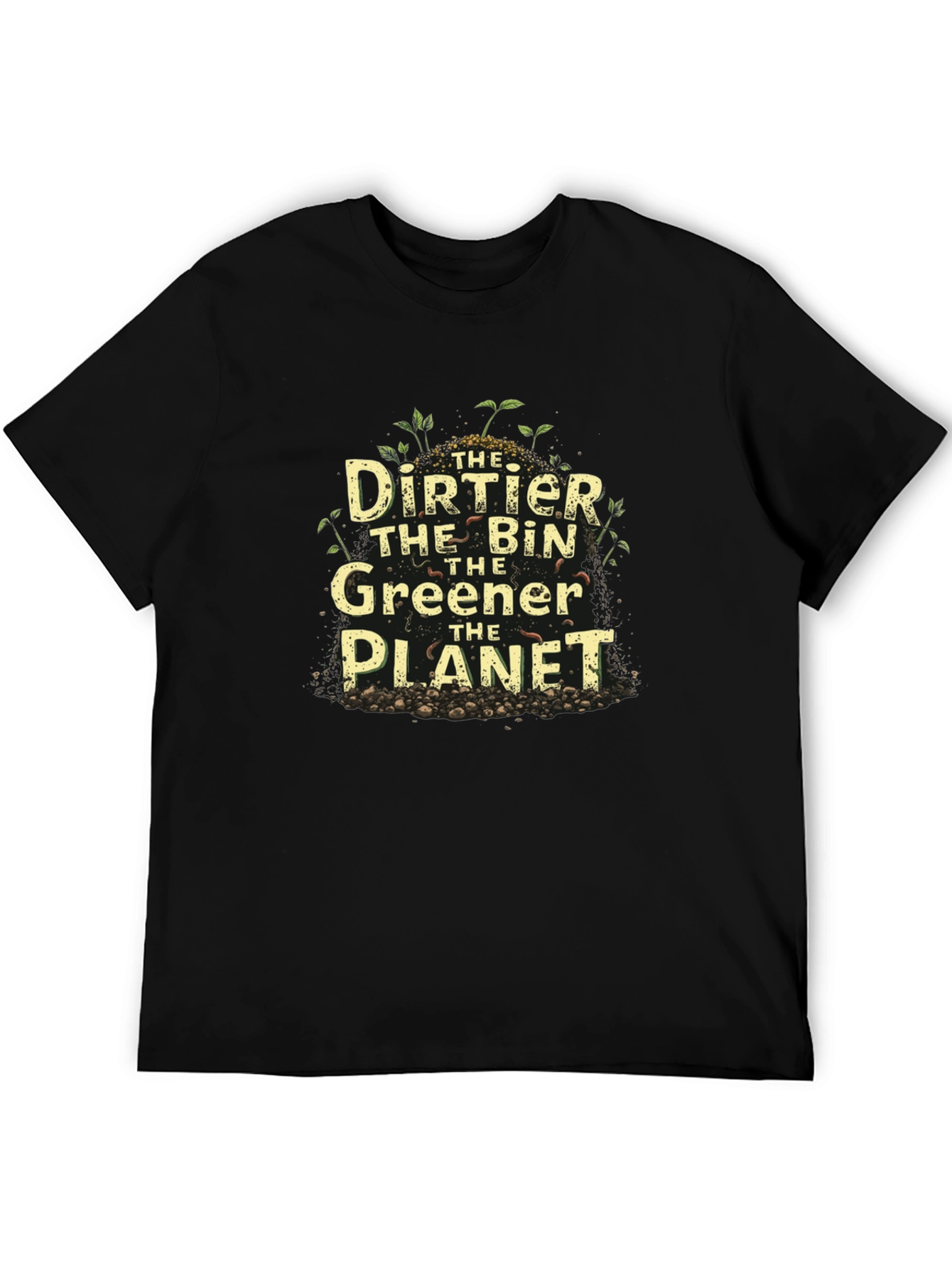 Black Eco-Friendly 'Dirtier the Bin' Graphic T-Shirt view 5