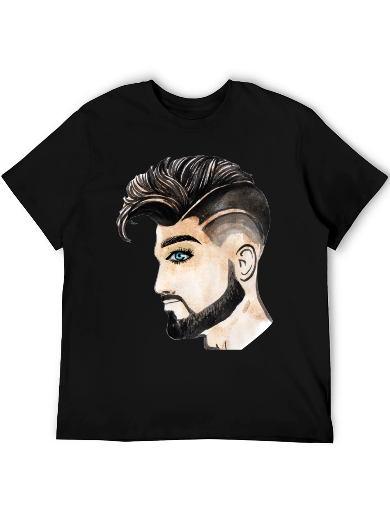 Black Graphic Print Men's T-Shirt - Handsome Man Design view 5