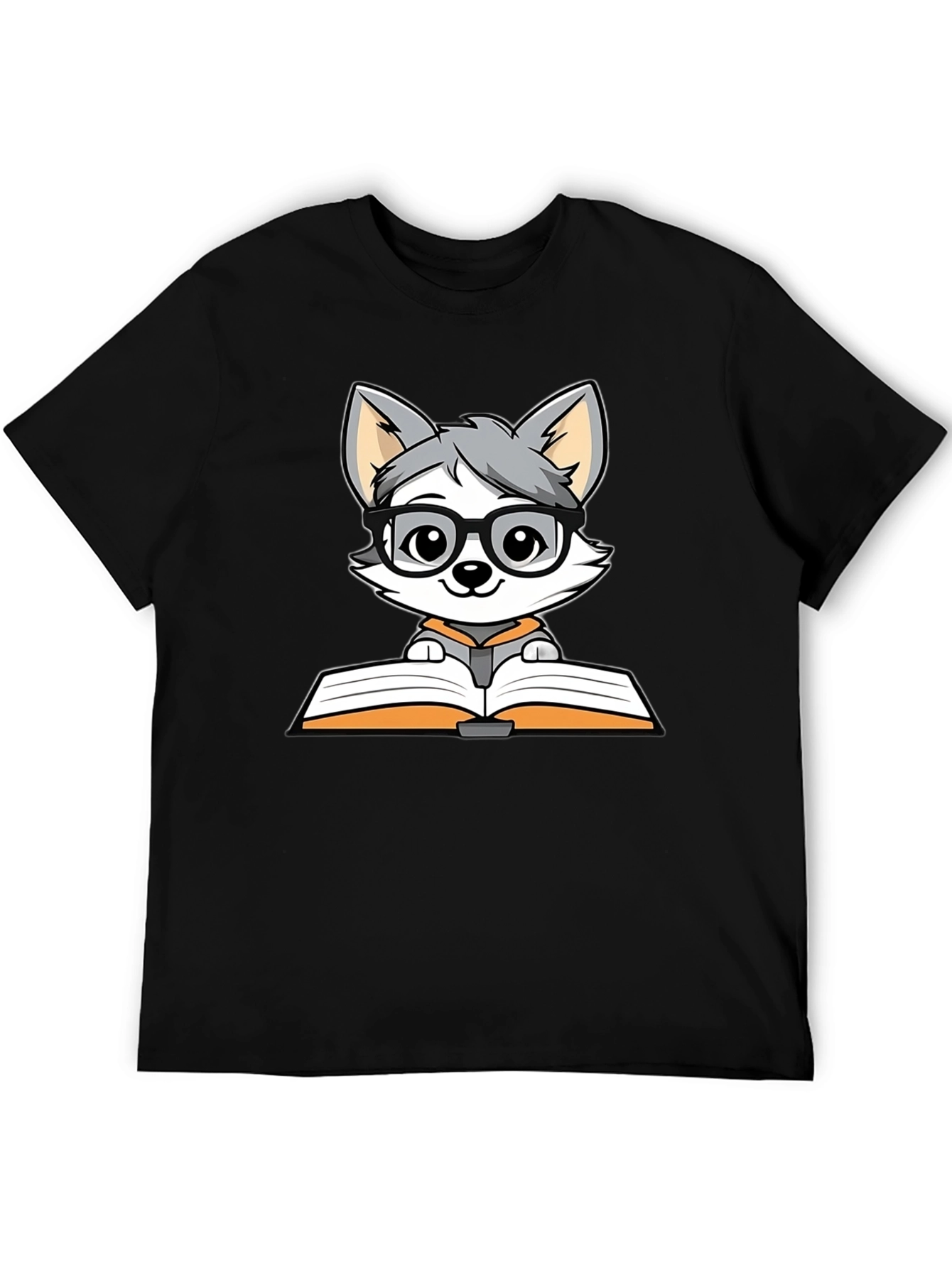 Bookworm Wolf T-Shirt - Cute Cartoon Design - 5
